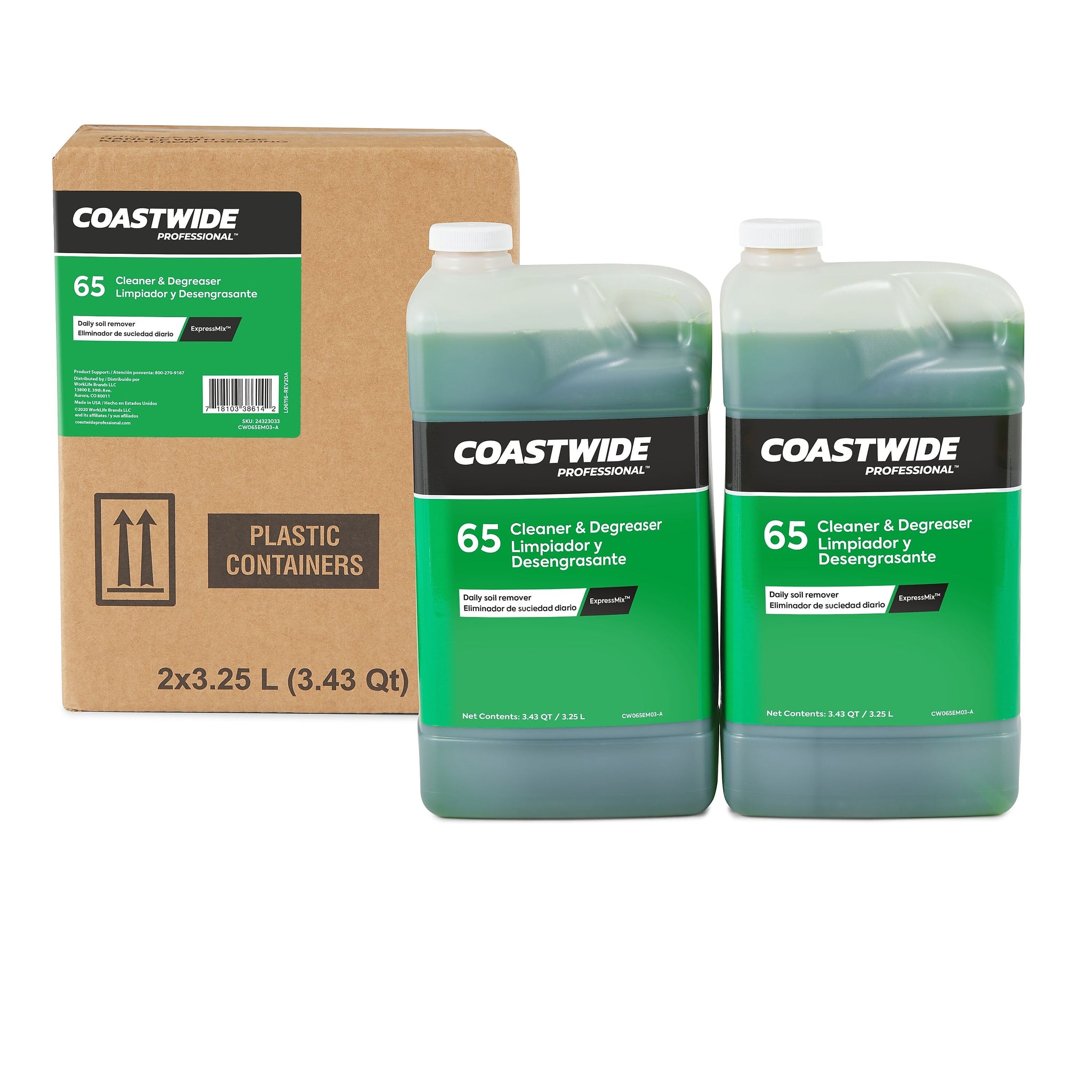 Coastwide Professional Cleaner and Degreaser 65 Heavy-Duty Concentrate for ExpressMix, 3.25L, 2/Carton