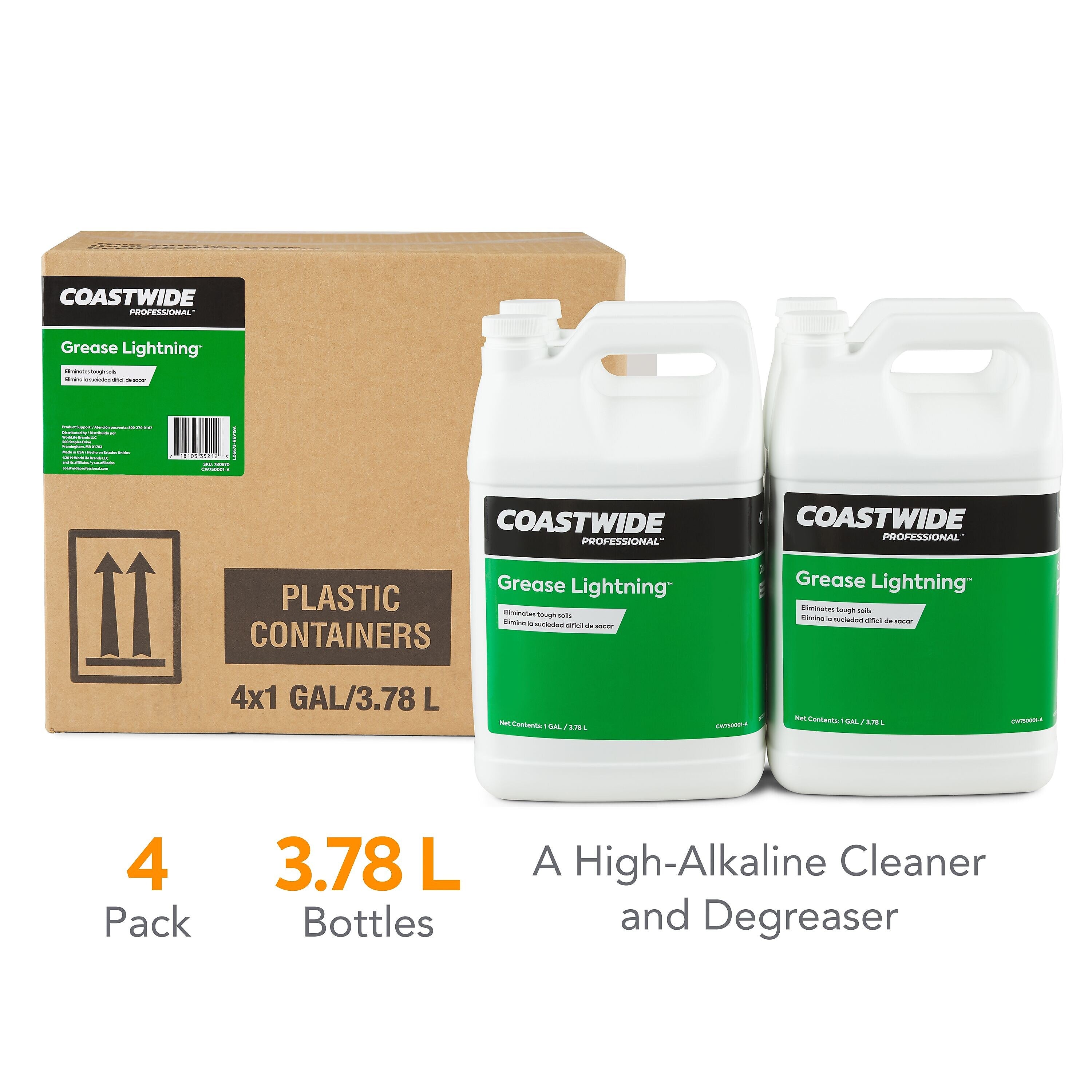 Coastwide Professional™ Degreaser Grease Lightning, 3.78L, 4/Carton