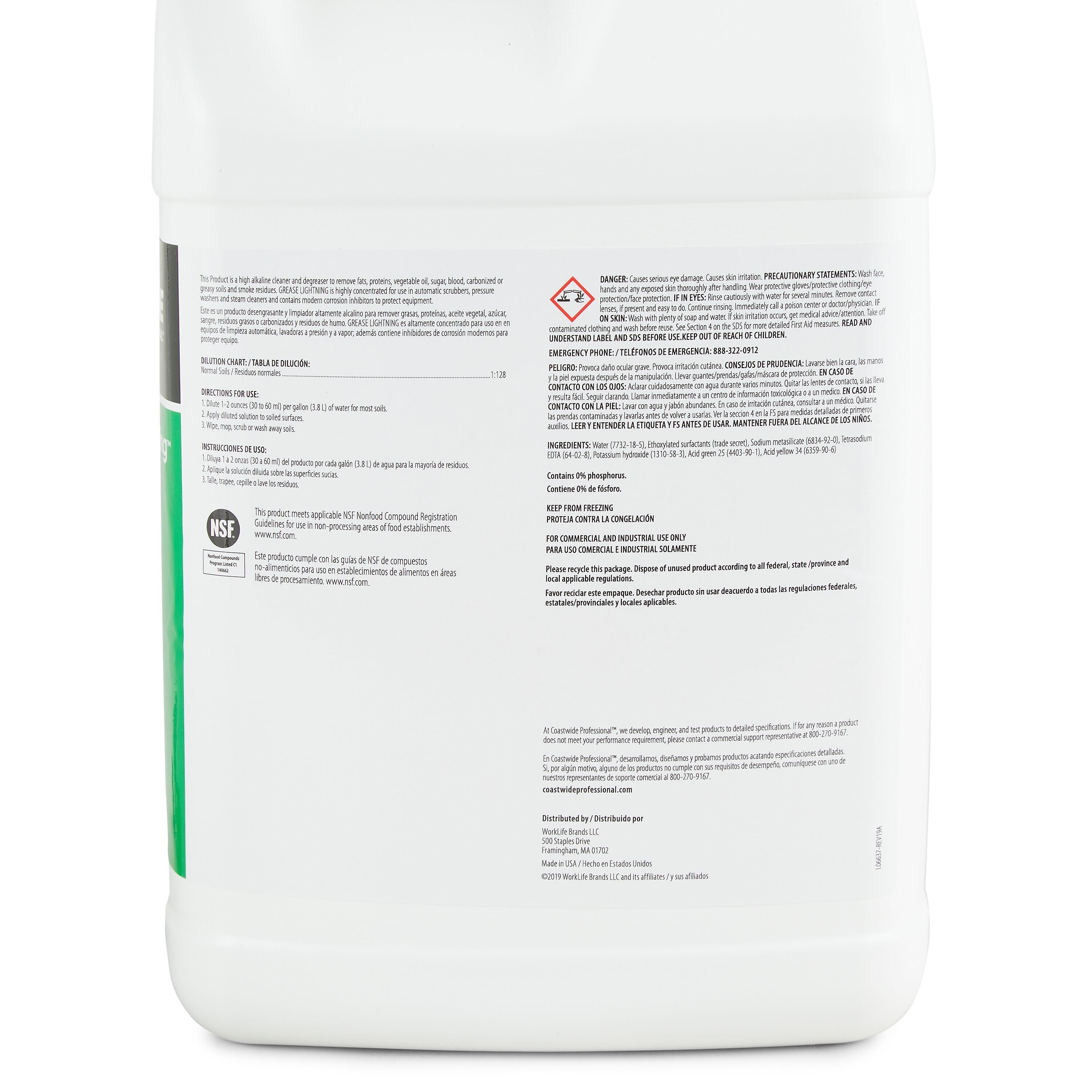 Coastwide Professional™ Degreaser Grease Lightning, 3.78L, 4/Carton
