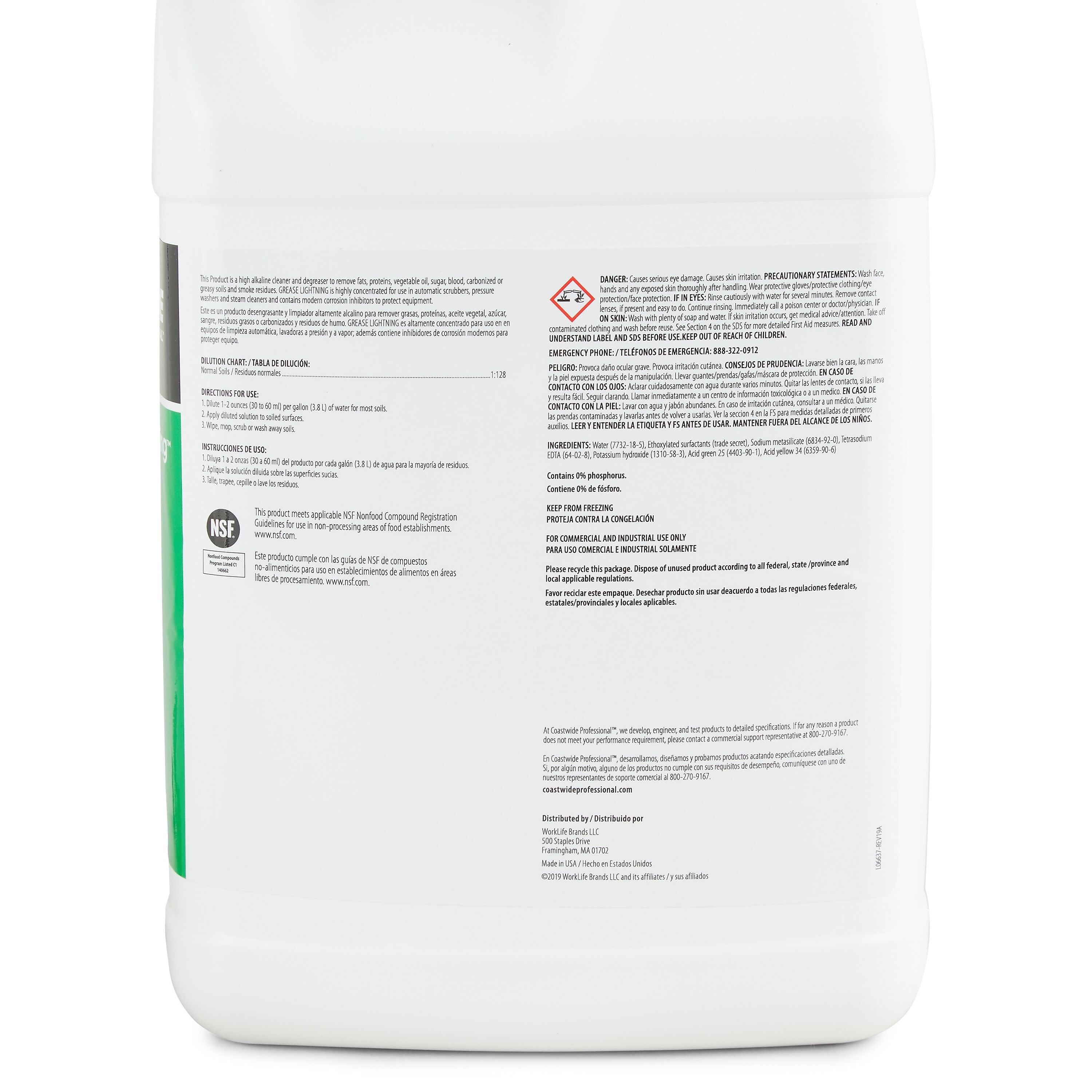 Coastwide Professional™ Degreaser Grease Lightning, 3.78L, 4/Carton