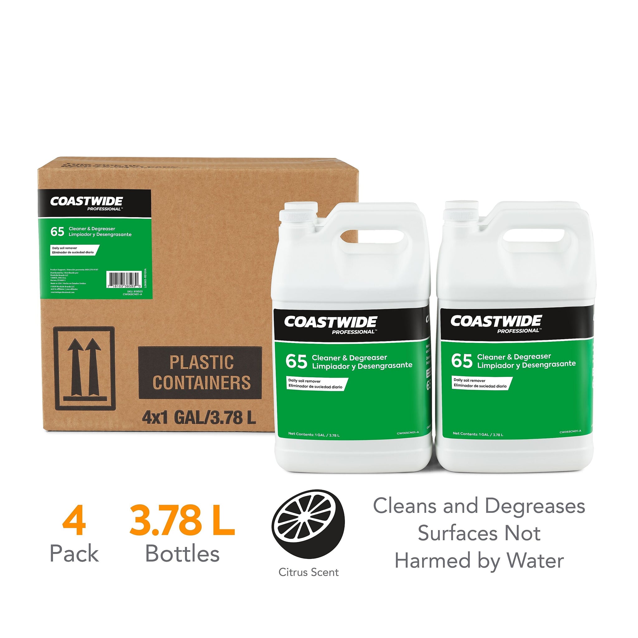 Coastwide Professional Degreaser Heavy Duty Cleaner 65, 3.78L, 4/Carton