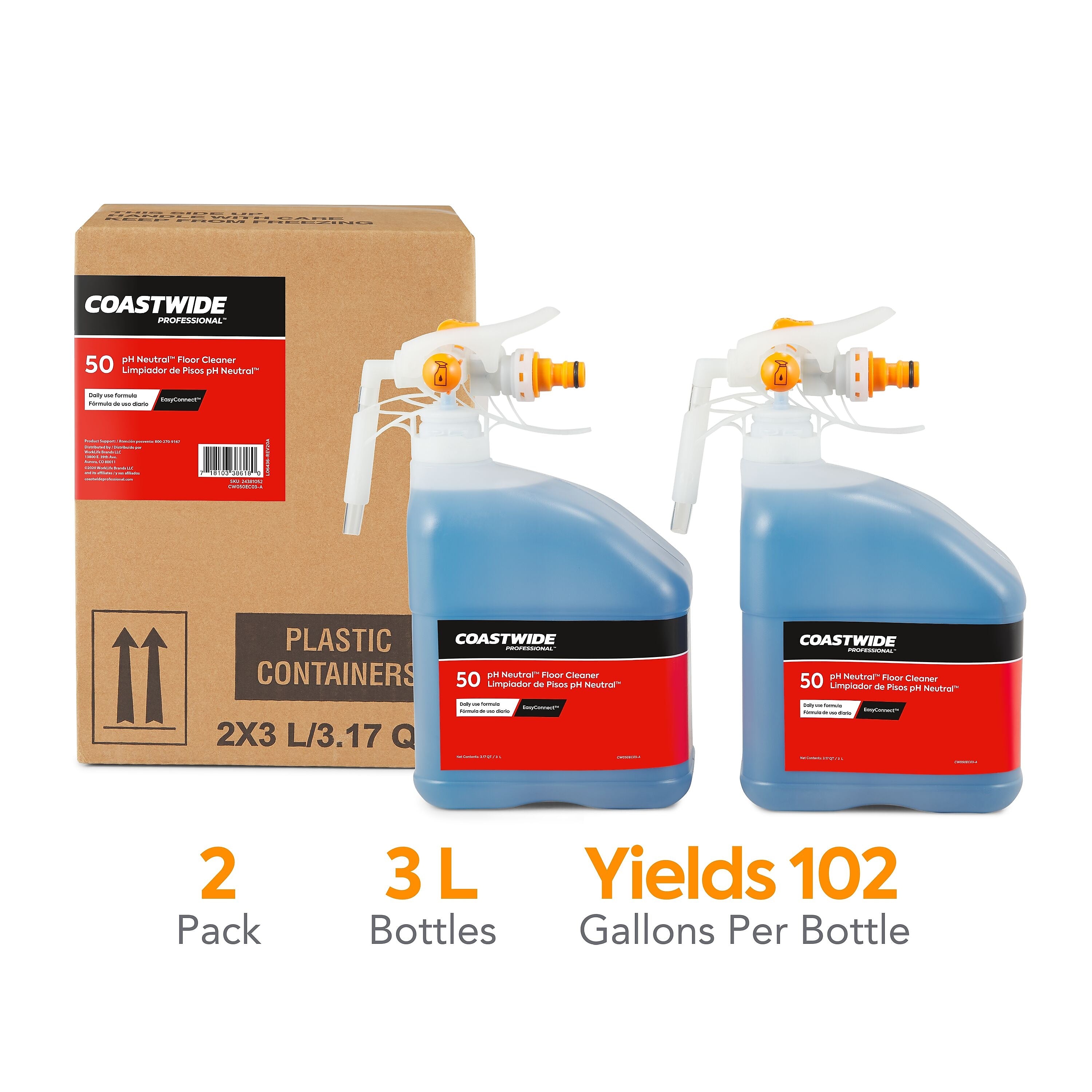 Coastwide Professional Floor Cleaner pH Neutral Concentrate for EasyConnect, 3L, 2/Carton