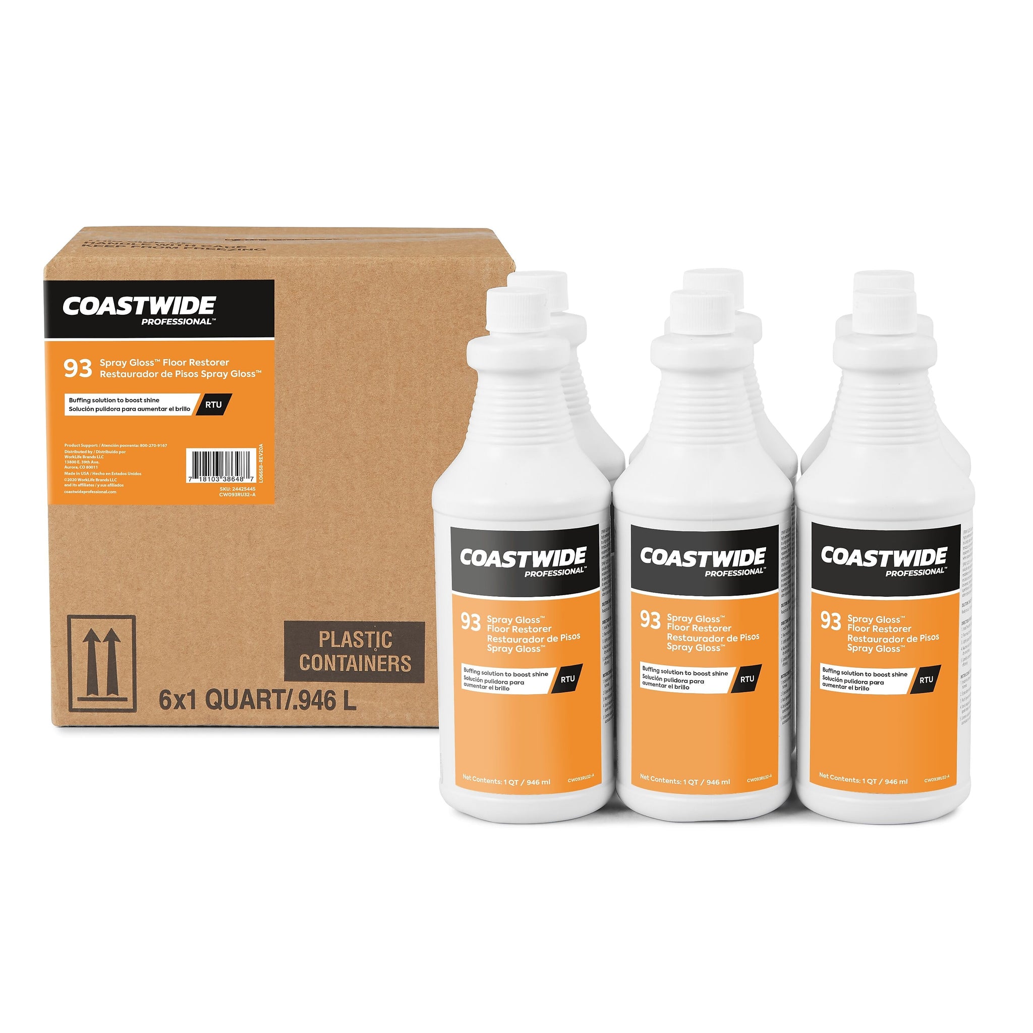 Coastwide Professional Floor Finish and Sealer Spray Gloss, 0.95L, 6/Carton