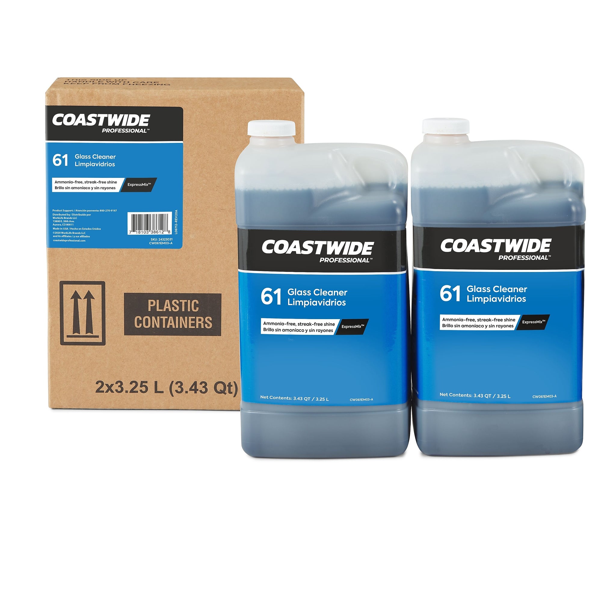 Coastwide Professional Glass Cleaner 61 Concentrate for ExpressMix, 3.25L, 2/Carton