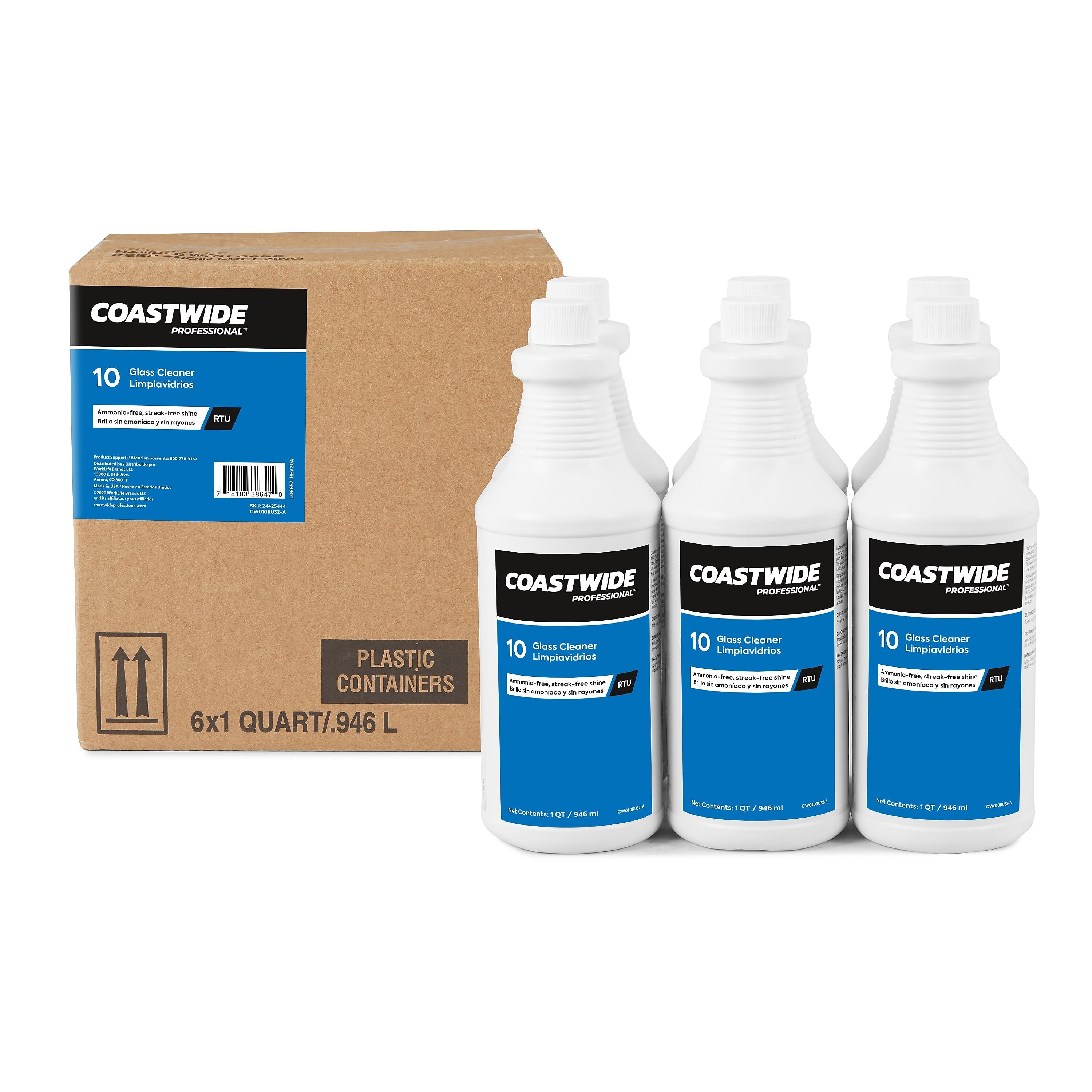 Coastwide Professional Glass Cleaner Ready-To-Use, 0.95L, 6/Carton