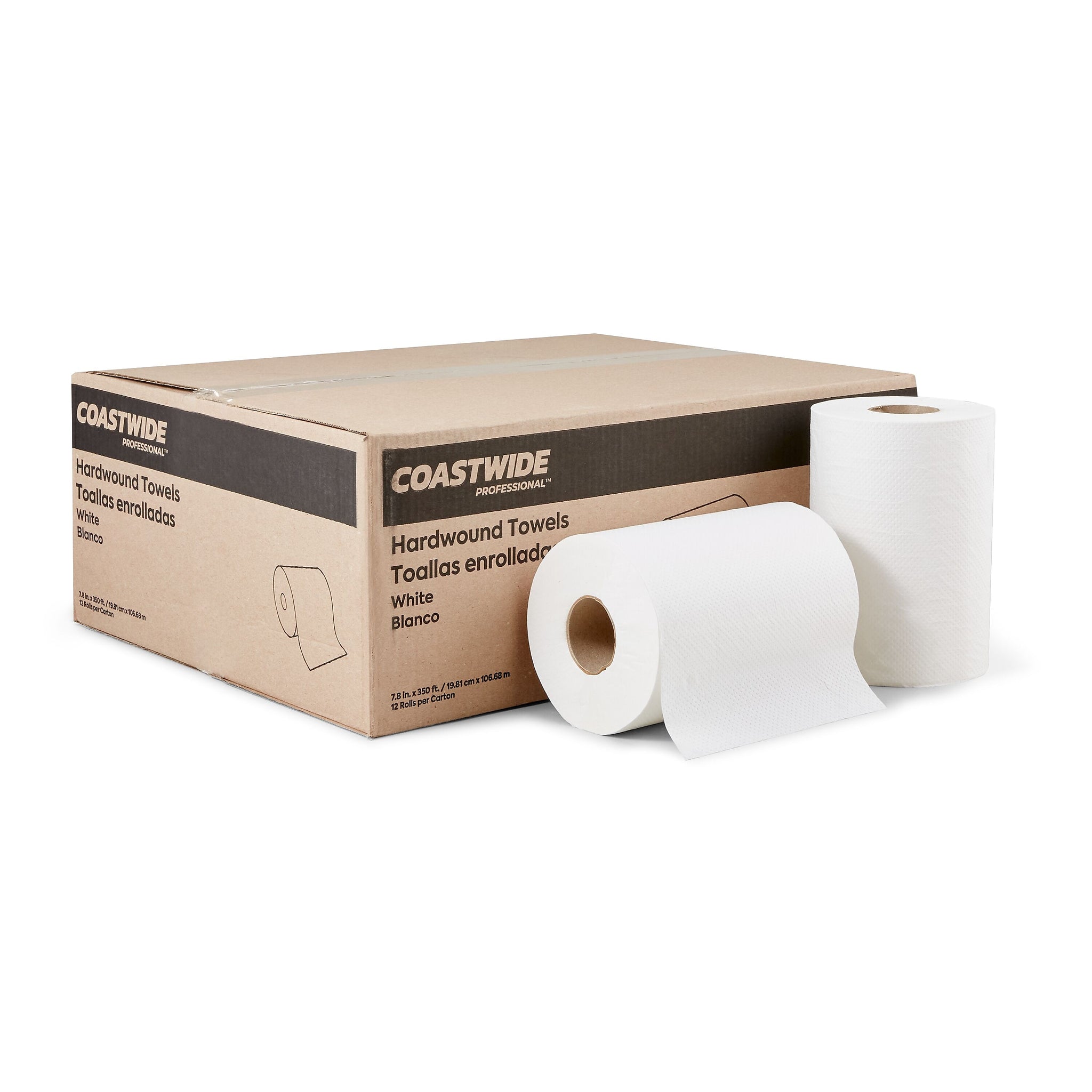 Coastwide Professional™ Hardwound Paper Towels, 1-Ply, 350 ft./Roll, 12 Rolls/Carton