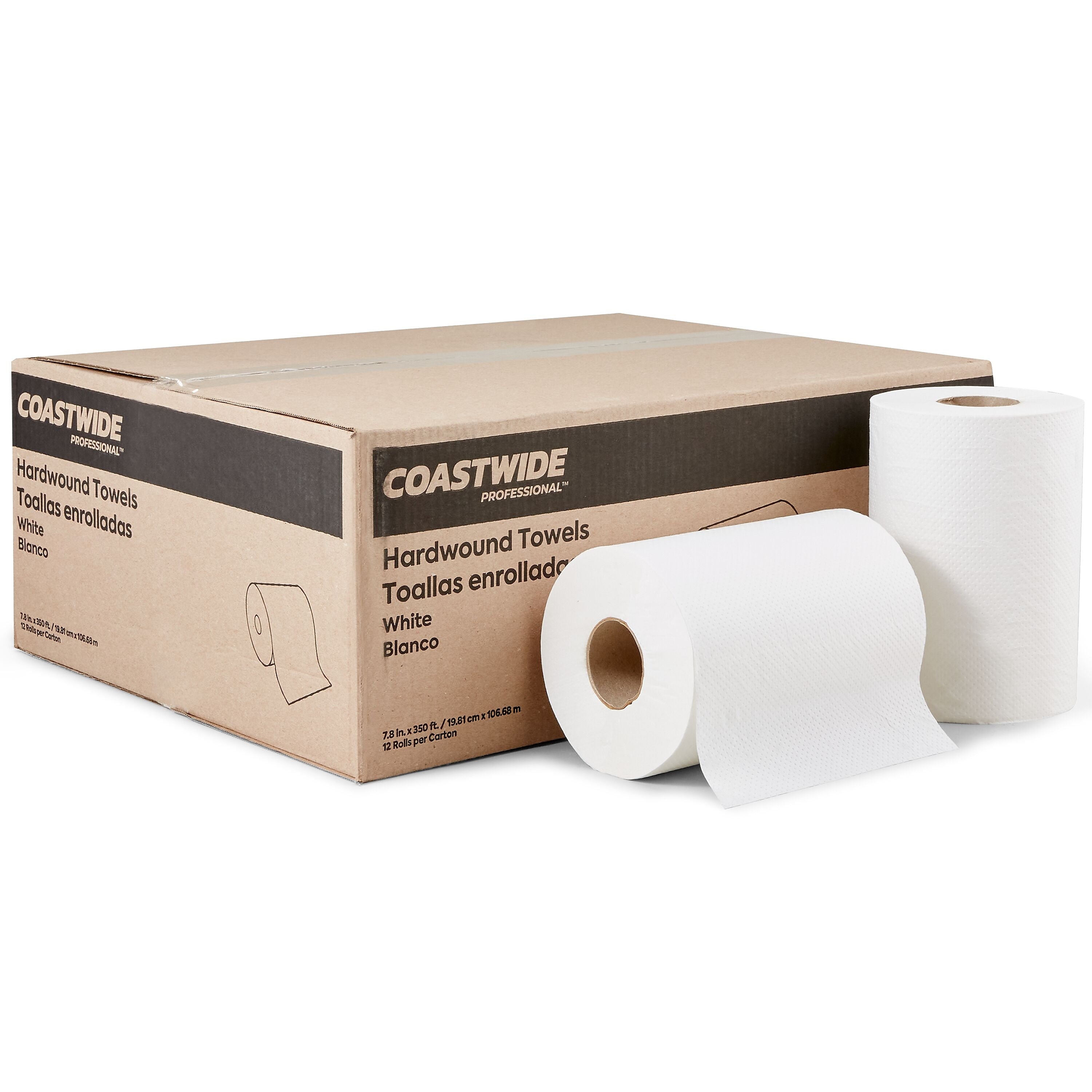 Coastwide Professional™ Hardwound Paper Towels, 1-Ply, 350 ft./Roll, 12 Rolls/Carton