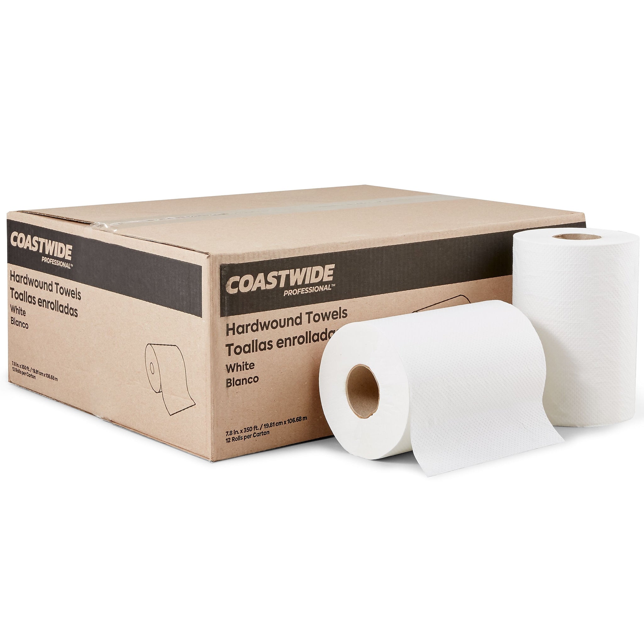 Coastwide Professional™ Hardwound Paper Towels, 1-Ply, 350 ft./Roll, 12 Rolls/Carton