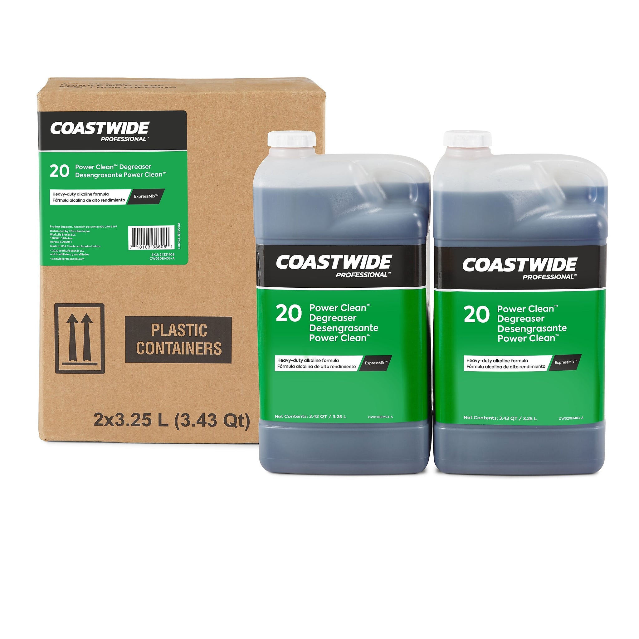 Coastwide Professional Heavy-Duty Cleaner and Degreaser Power Clean Concentrate for ExpressMix, 3.25L, 2/Carton