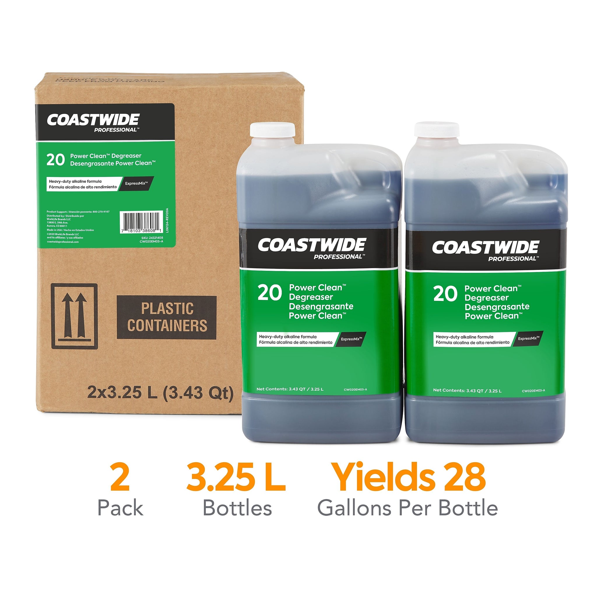 Coastwide Professional Heavy-Duty Cleaner and Degreaser Power Clean Concentrate for ExpressMix, 3.25L, 2/Carton