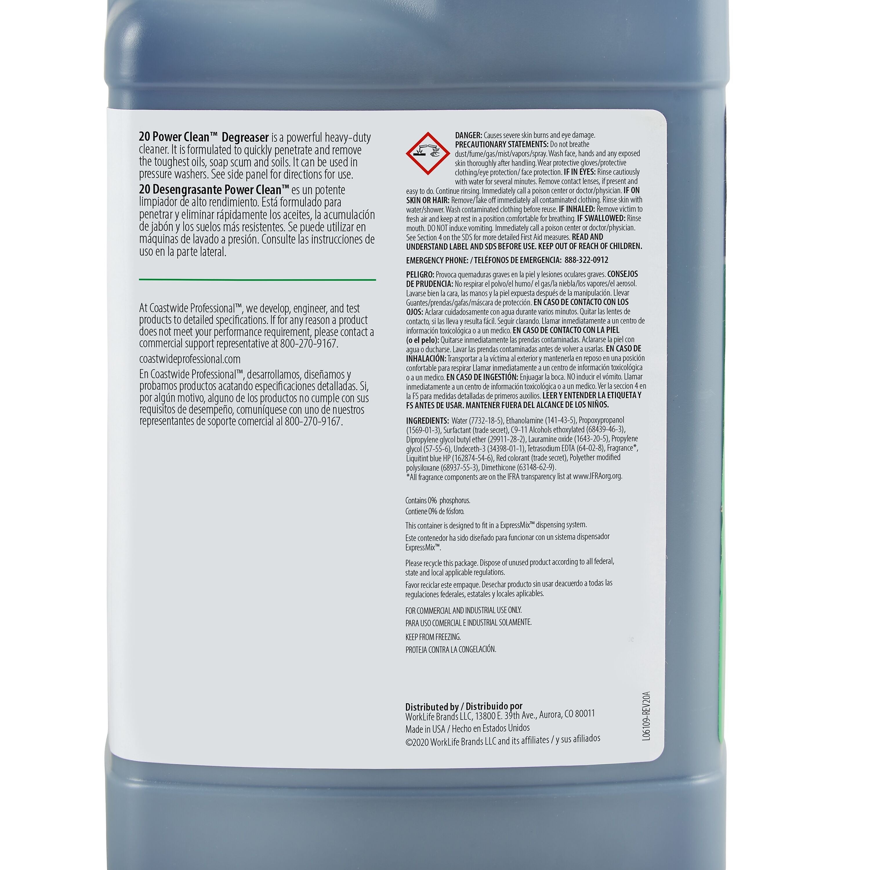 Coastwide Professional Heavy-Duty Cleaner and Degreaser Power Clean Concentrate for ExpressMix, 3.25L, 2/Carton