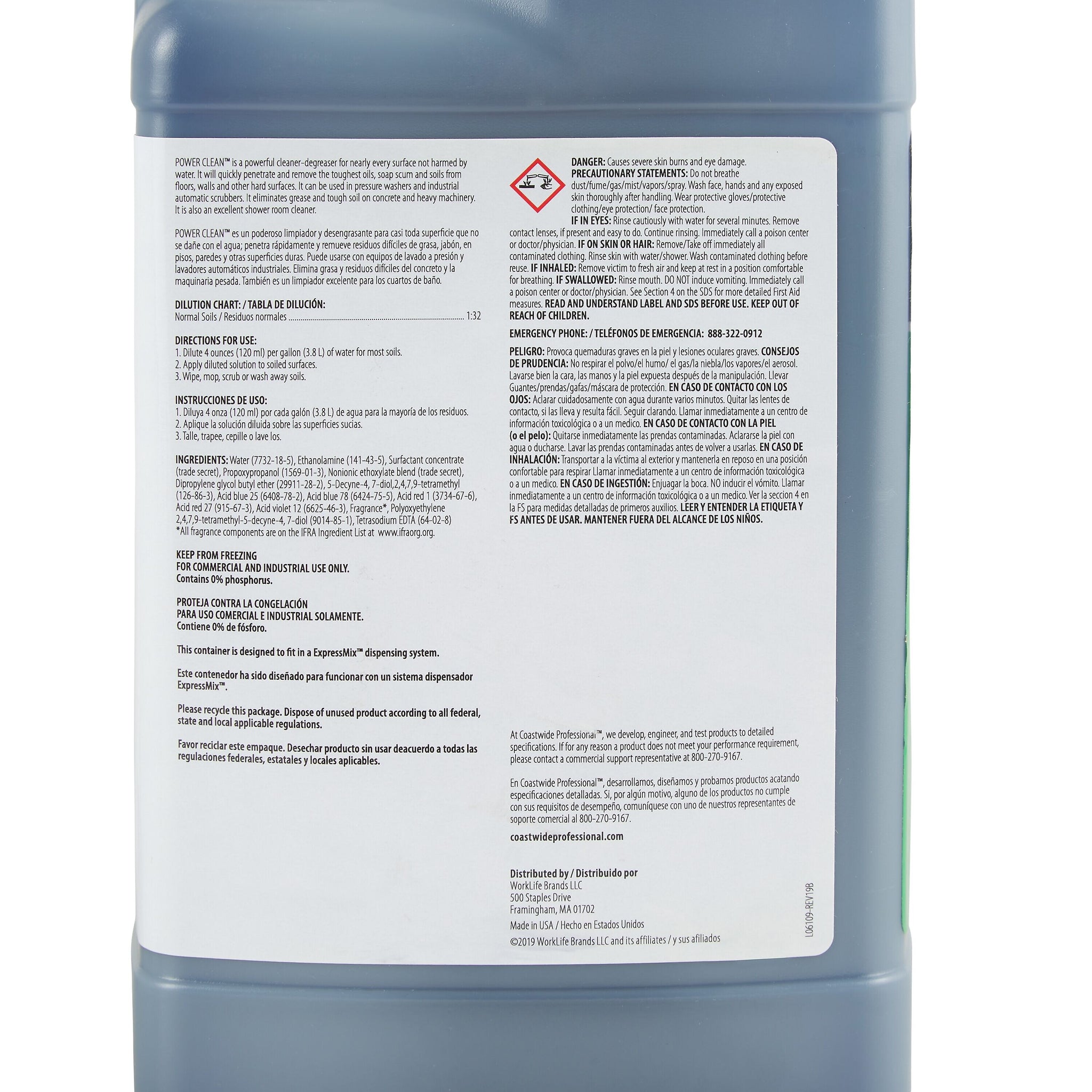 Coastwide Professional Heavy-Duty Cleaner and Degreaser Power Clean Concentrate for ExpressMix, 3.25L, 2/Carton