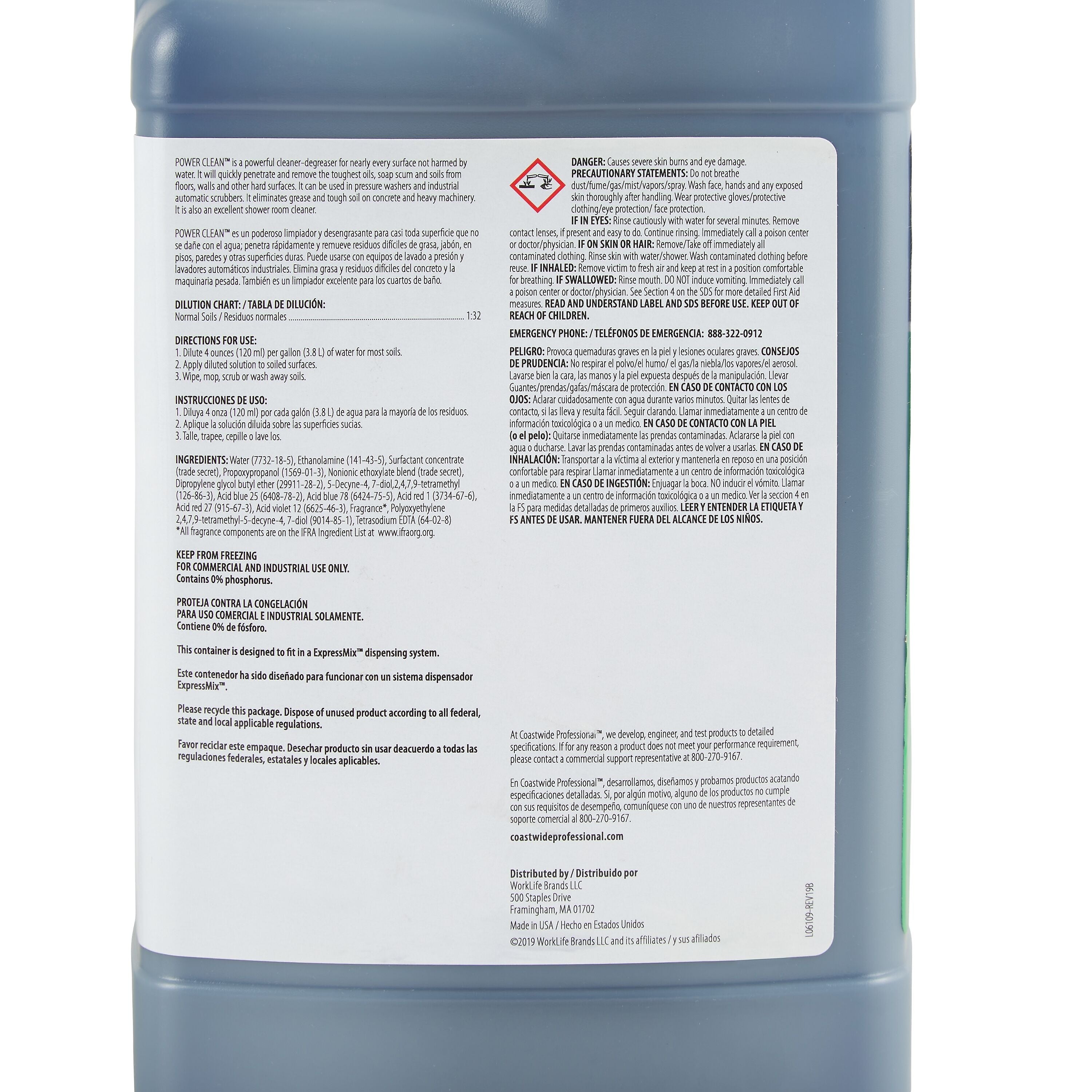 Coastwide Professional Heavy-Duty Cleaner and Degreaser Power Clean Concentrate for ExpressMix, 3.25L, 2/Carton