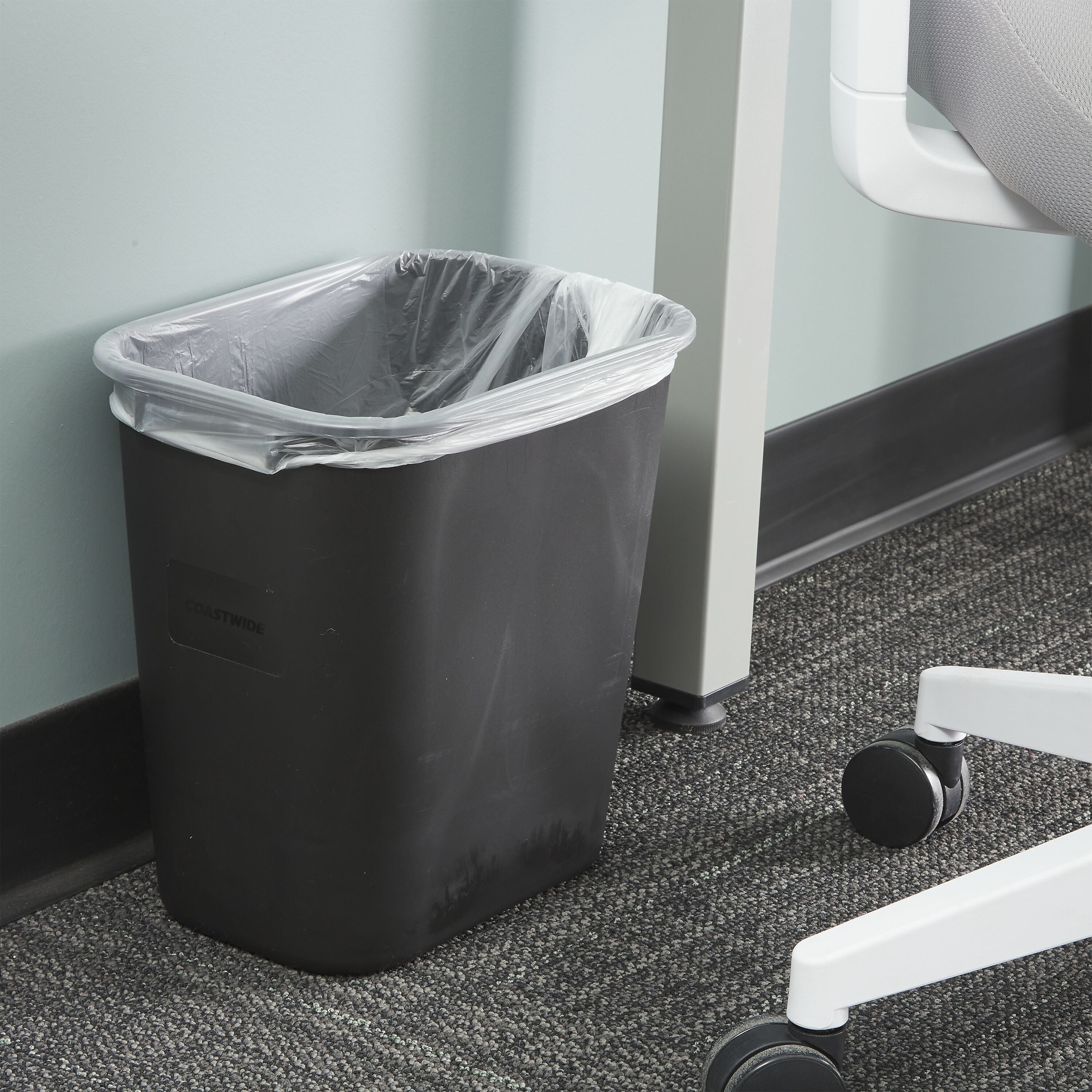 Coastwide Professional™ Indoor Trash Can Without Lid, Black Soft Molded Plastic, 3.5 Gallon