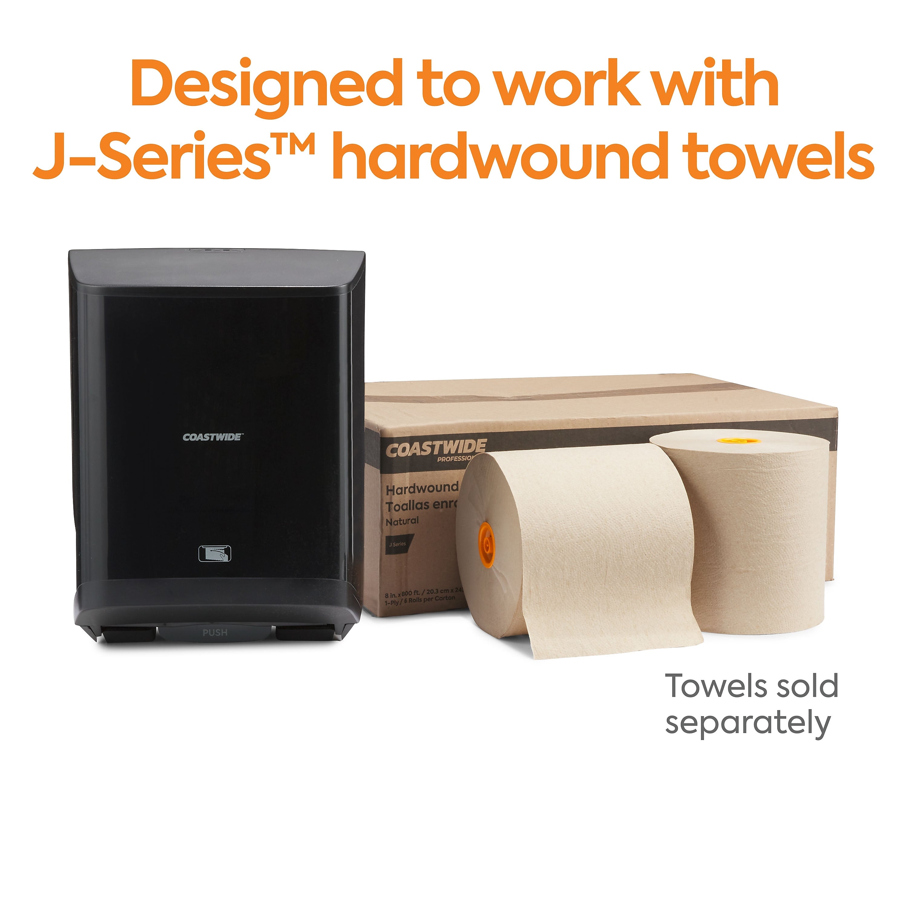 Coastwide Professional J-Series Automatic Hardwound Paper Towel Dispenser, Black