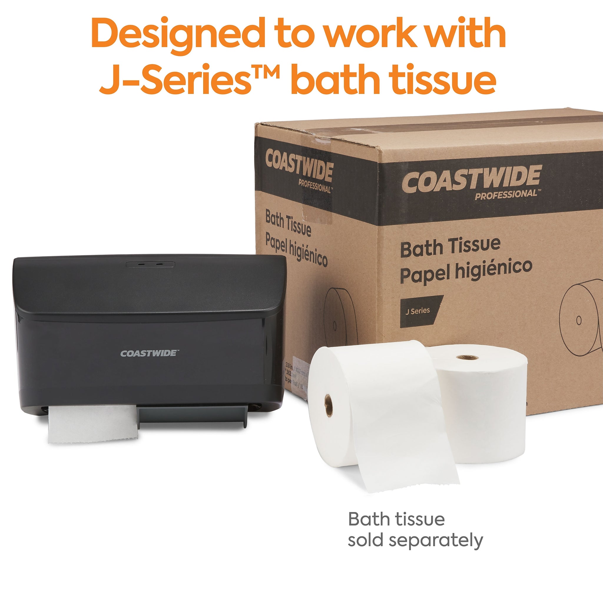 Coastwide Professional™ J-Series Duo Bath Tissue Dispenser, Black