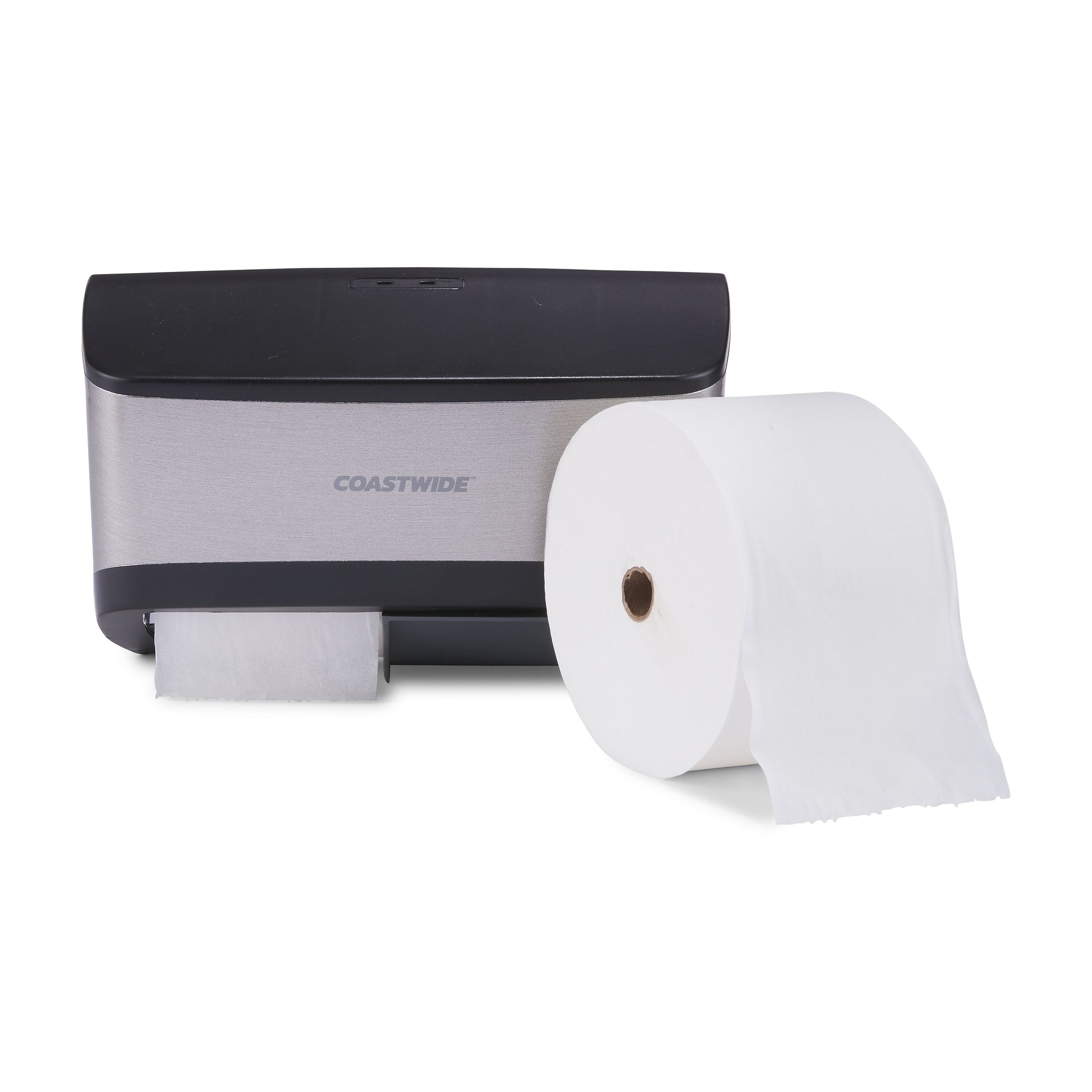 Coastwide Professional™ J-Series Duo Bath Tissue Dispenser, Black/Metallic