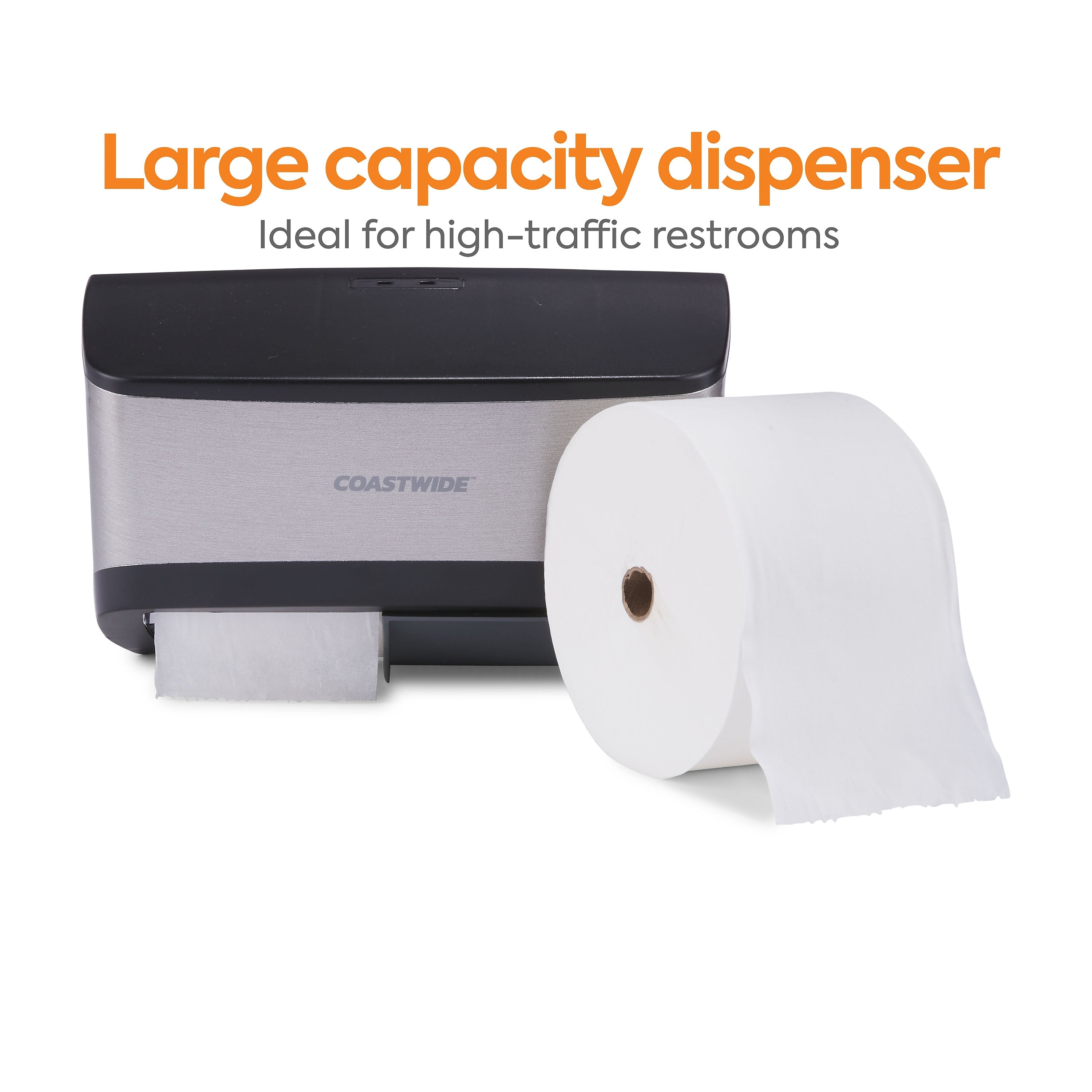 Coastwide Professional™ J-Series Duo Bath Tissue Dispenser, Black/Metallic