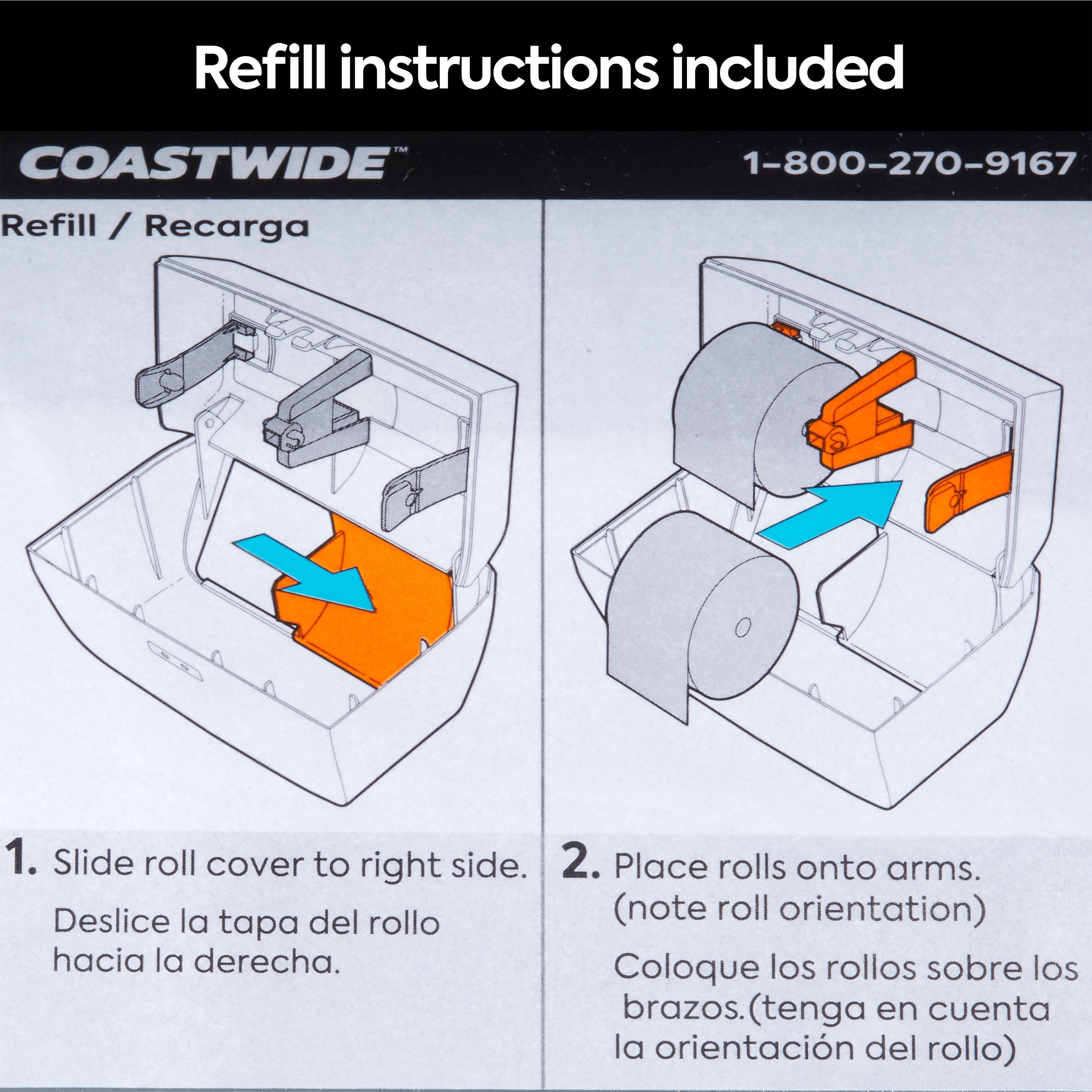 Coastwide Professional™ J-Series Duo Bath Tissue Dispenser, Black/Metallic