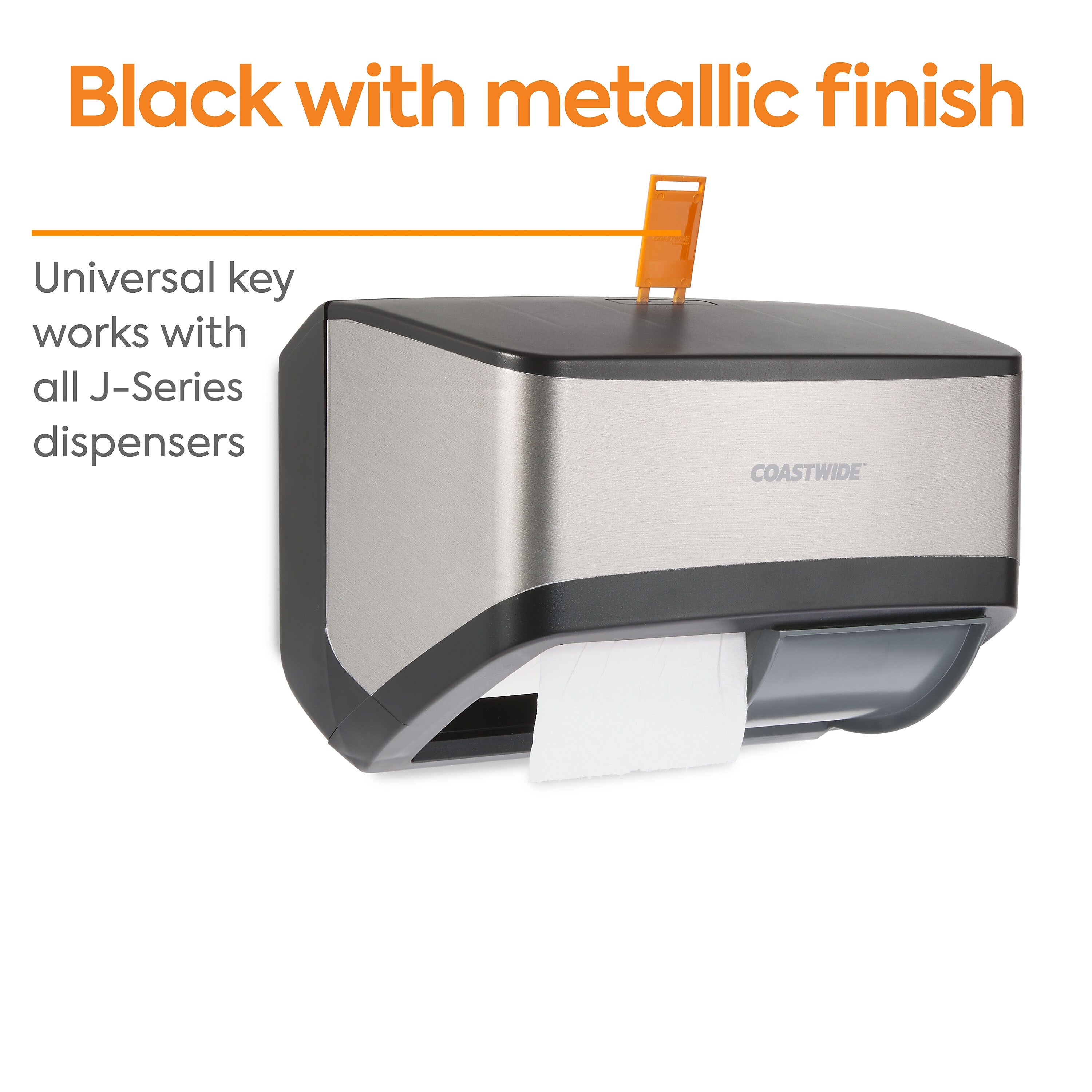 Coastwide Professional™ J-Series Duo Bath Tissue Dispenser, Black/Metallic