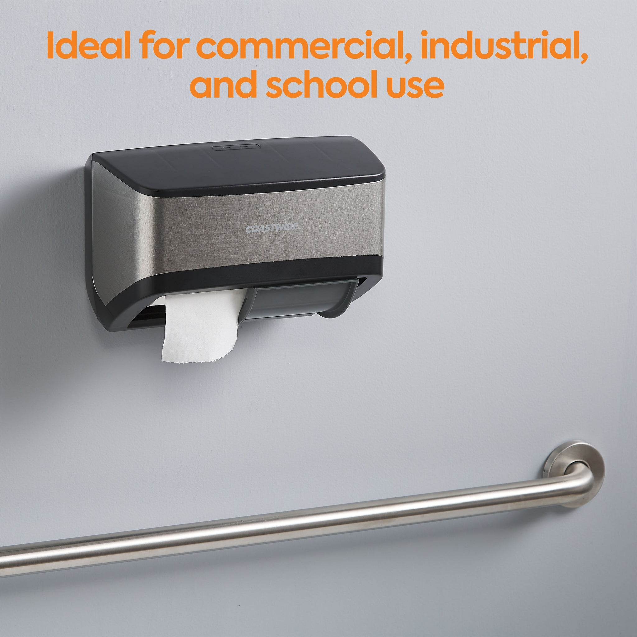 Coastwide Professional™ J-Series Duo Bath Tissue Dispenser, Black/Metallic