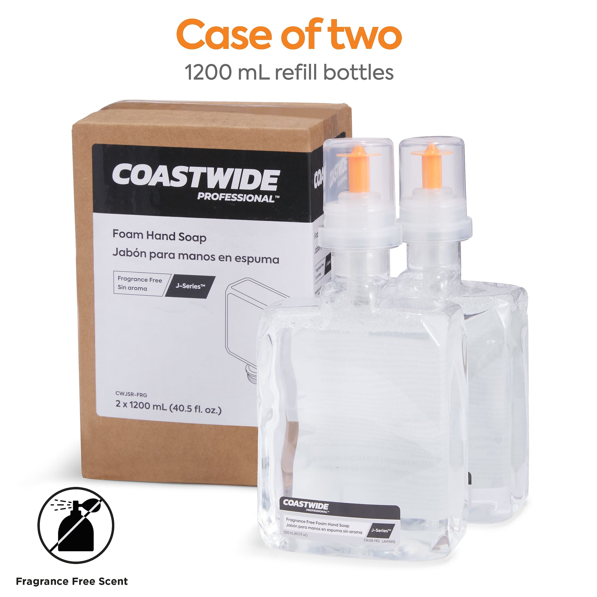 Coastwide Professional™ J-Series Foam Hand Soap, Fragrance-Free, 1200 mL, 2/Carton