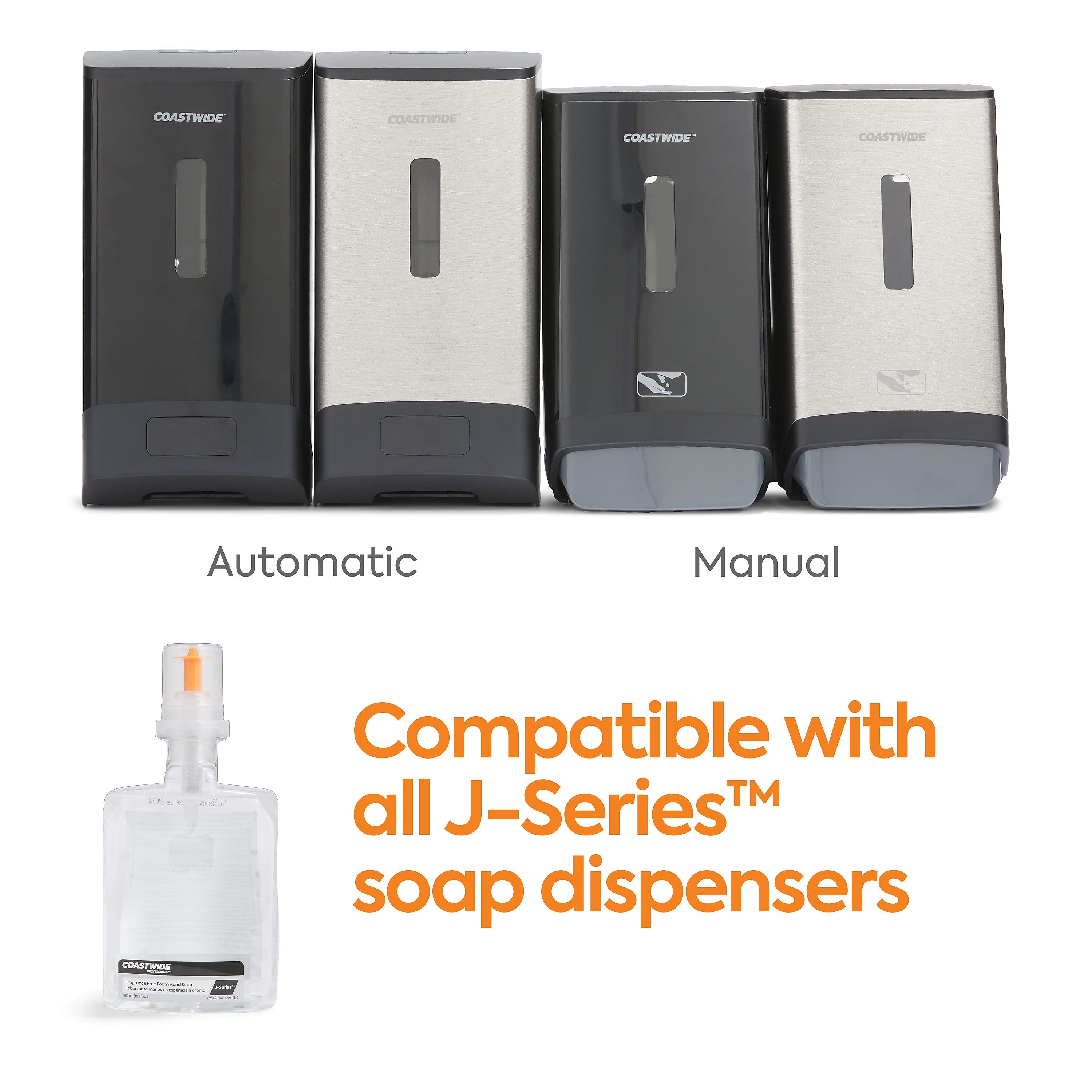 Coastwide Professional™ J-Series Foam Hand Soap, Fragrance-Free, 1200 mL, 2/Carton
