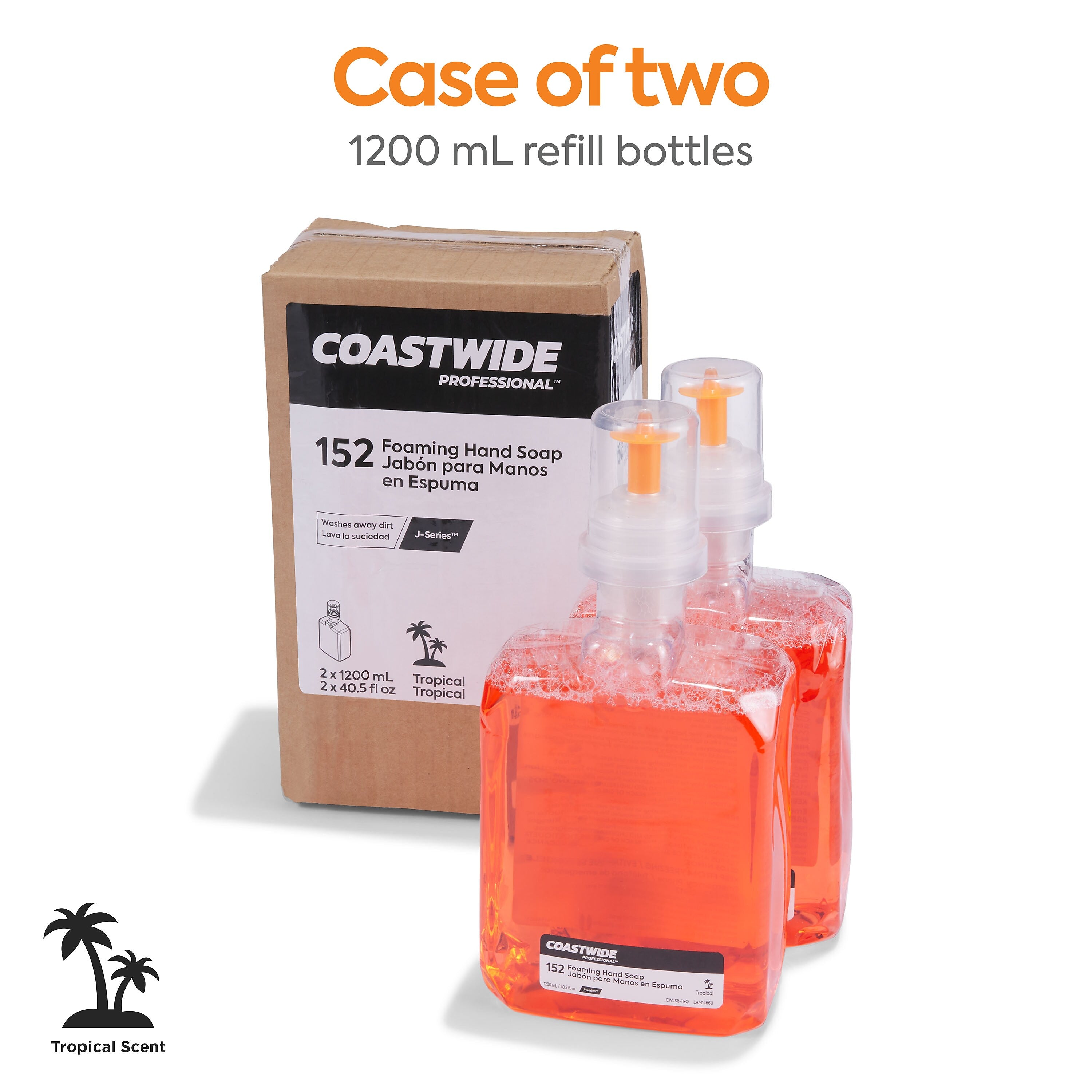 Coastwide Professional™ J-Series Foam Hand Soap, Tropical, 1200 mL, 2/Carton