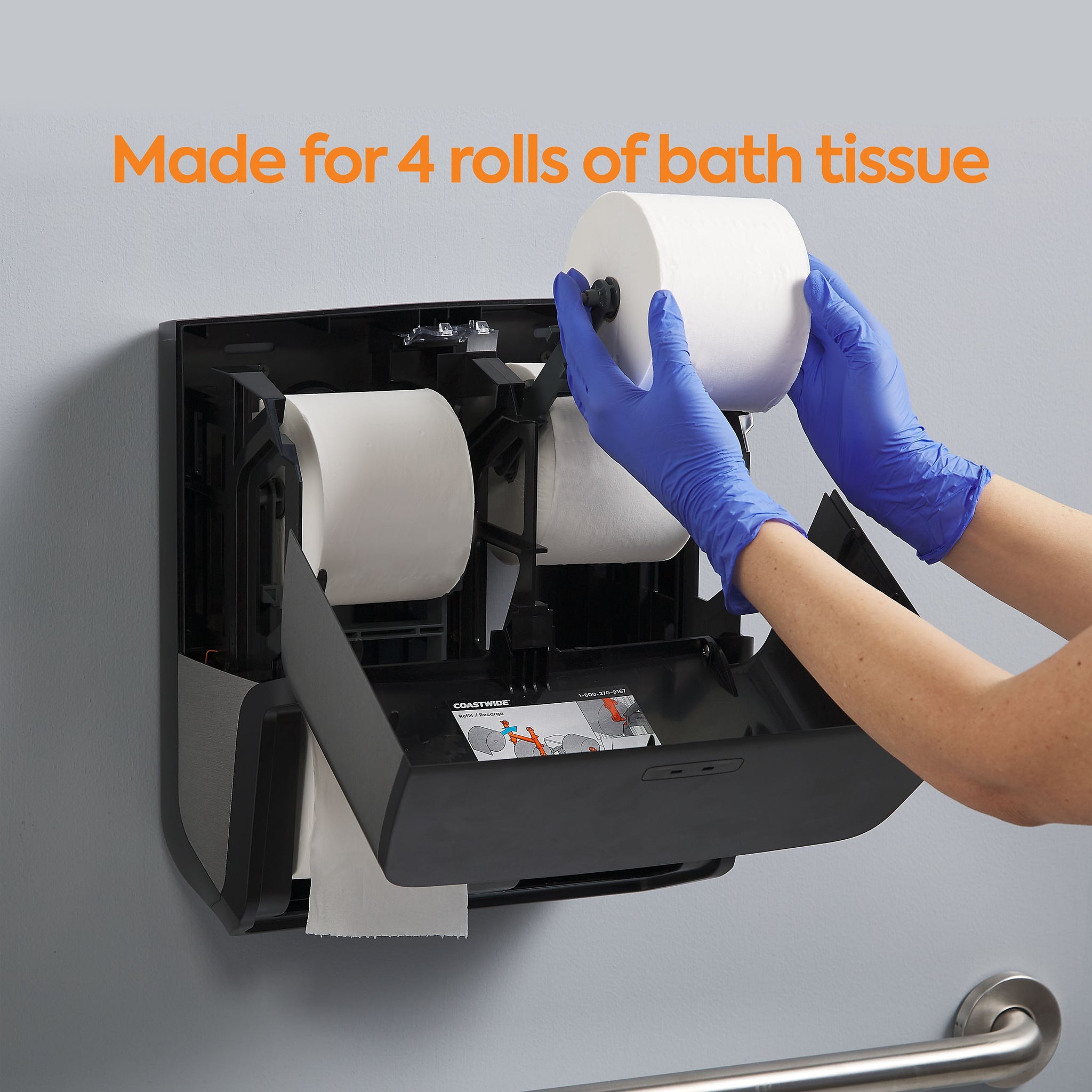 Coastwide Professional™ J-Series Quad Bath Tissue Dispenser, Black