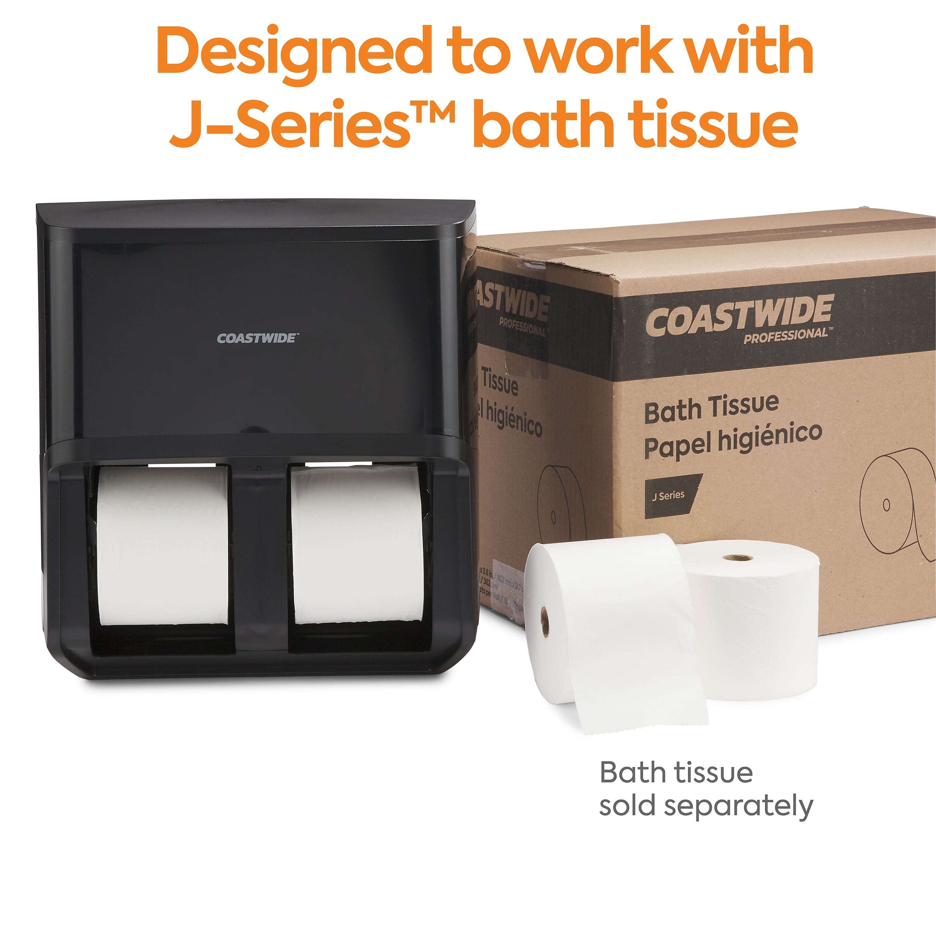 Coastwide Professional™ J-Series Quad Bath Tissue Dispenser, Black