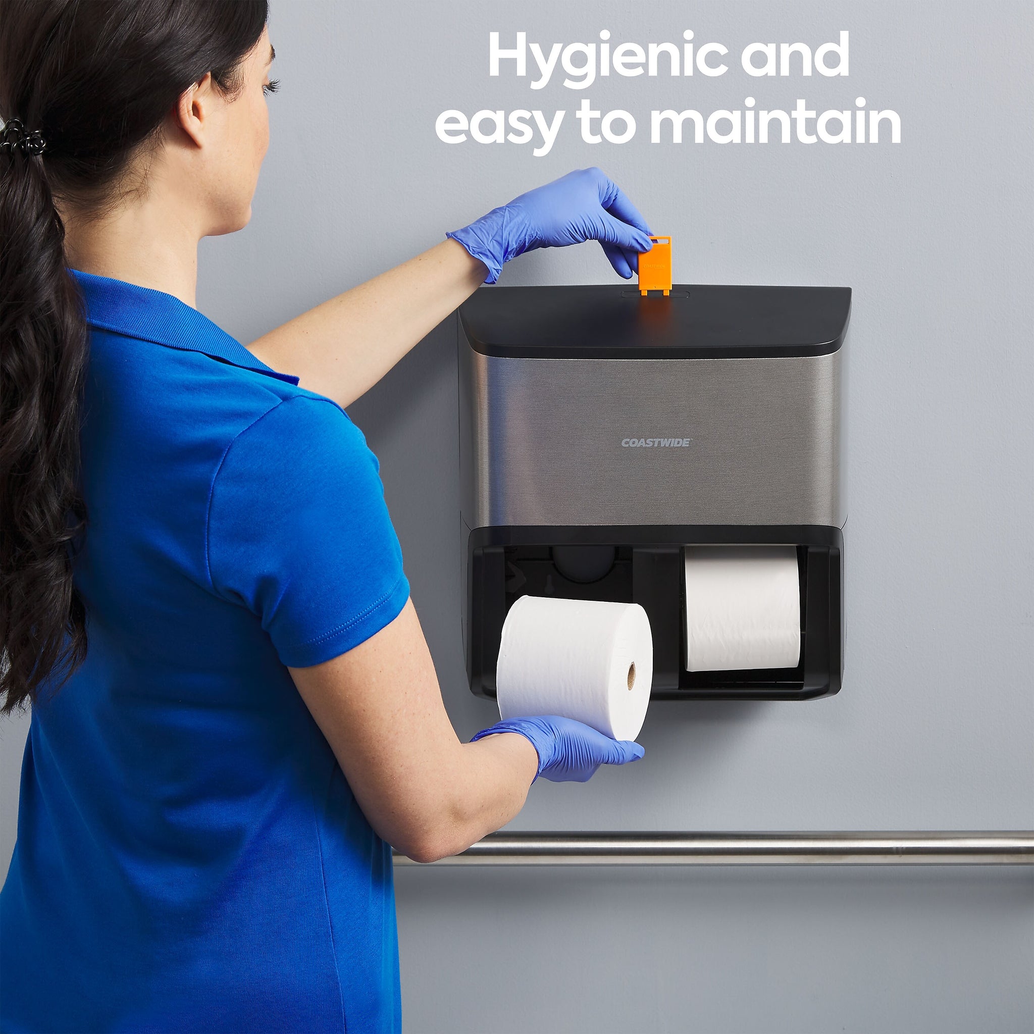 Coastwide Professional™ J-Series Quad Bath Tissue Dispenser, Black/Metallic