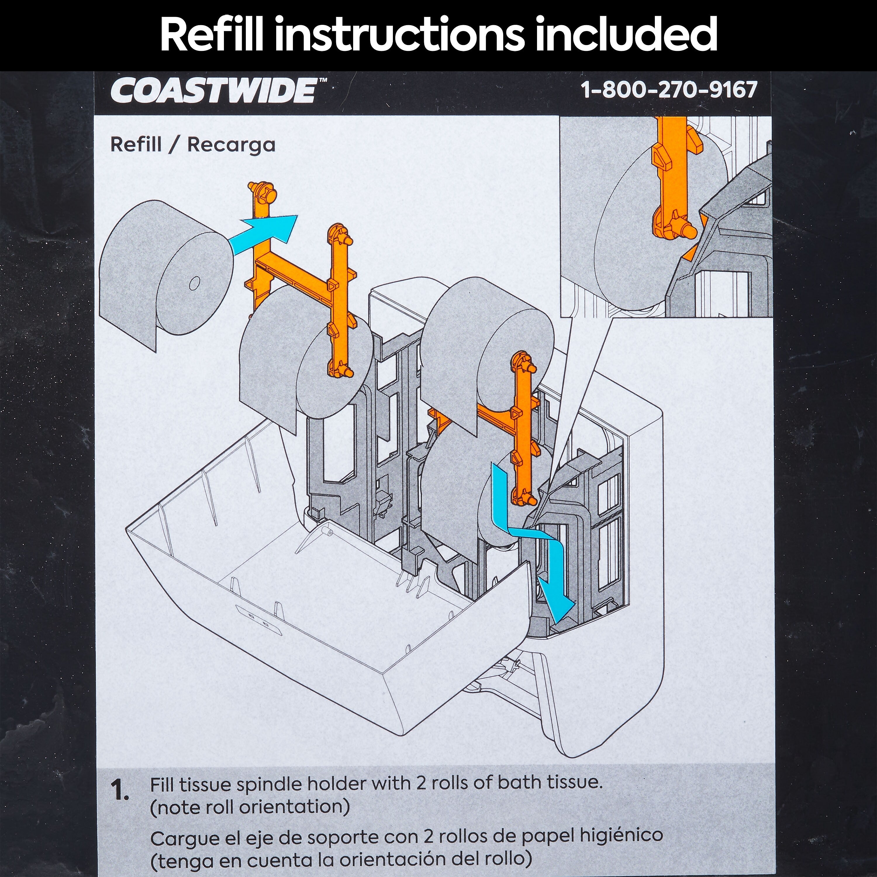 Coastwide Professional™ J-Series Quad Bath Tissue Dispenser, Black/Metallic