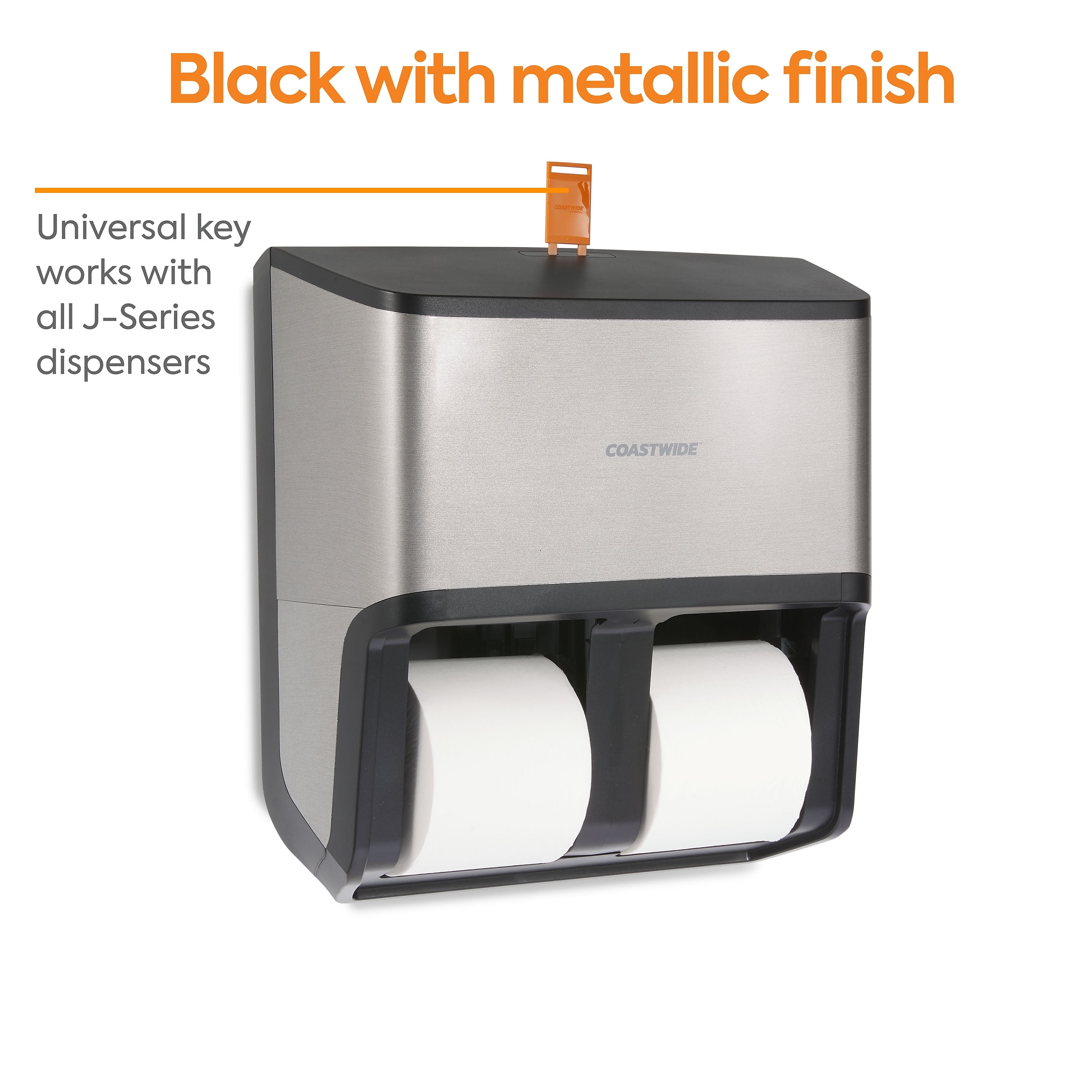 Coastwide Professional™ J-Series Quad Bath Tissue Dispenser, Black/Metallic