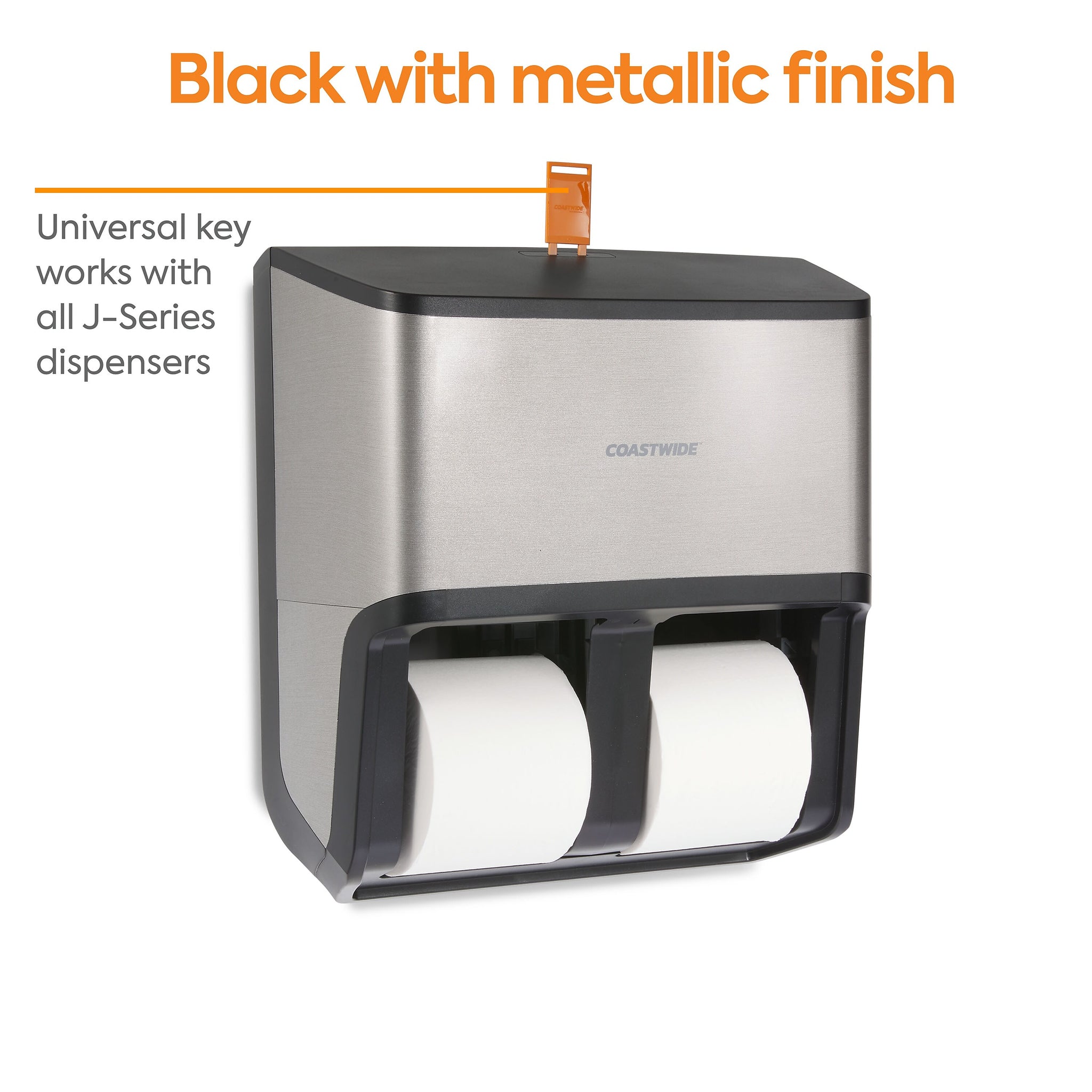 Coastwide Professional™ J-Series Quad Bath Tissue Dispenser, Black/Metallic