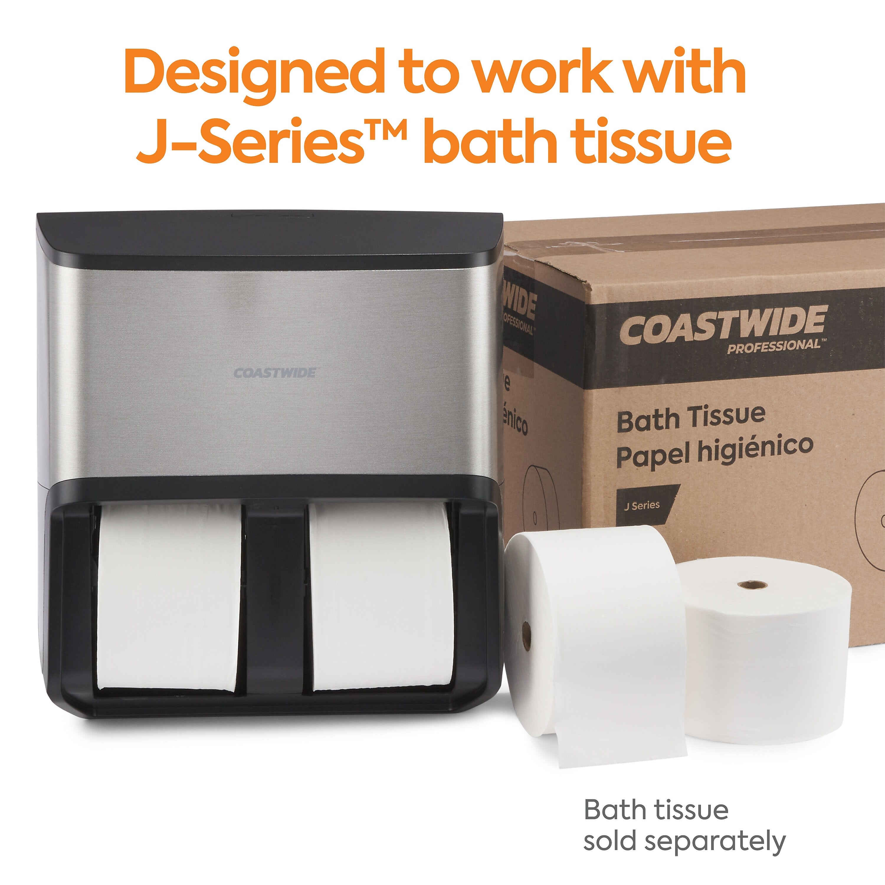 Coastwide Professional™ J-Series Quad Bath Tissue Dispenser, Black/Metallic