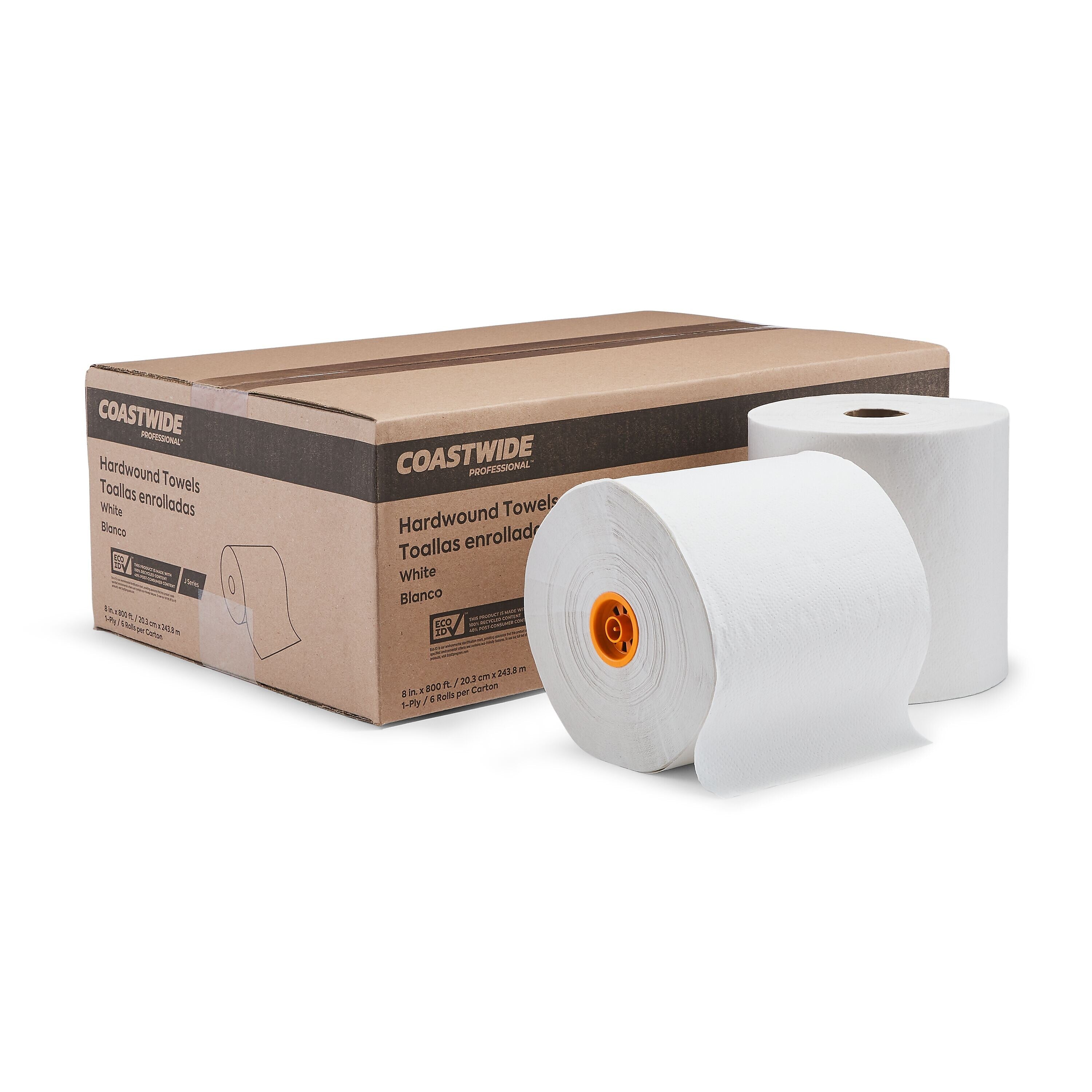 Coastwide Professional™ J-Series Recycled Hardwound Paper Towels, 1-ply, 800 ft./Roll, 6 Rolls/Carton