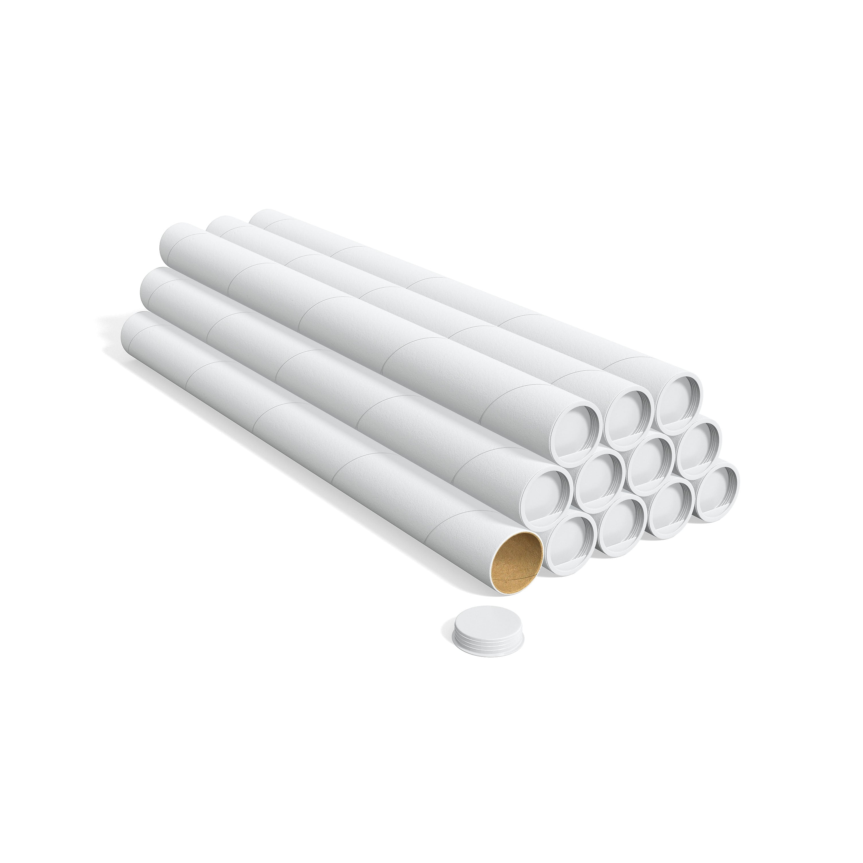 Coastwide Professional Mailing Tube with End Cap, 2" x 24", White, 12/Pack