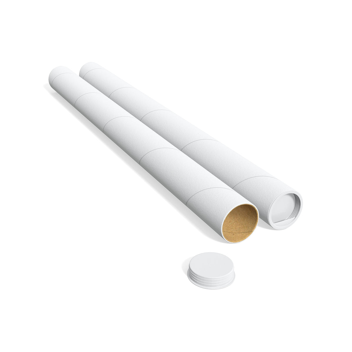 Coastwide Professional Mailing Tube with End Cap, 2" x 24", White, 12/Pack