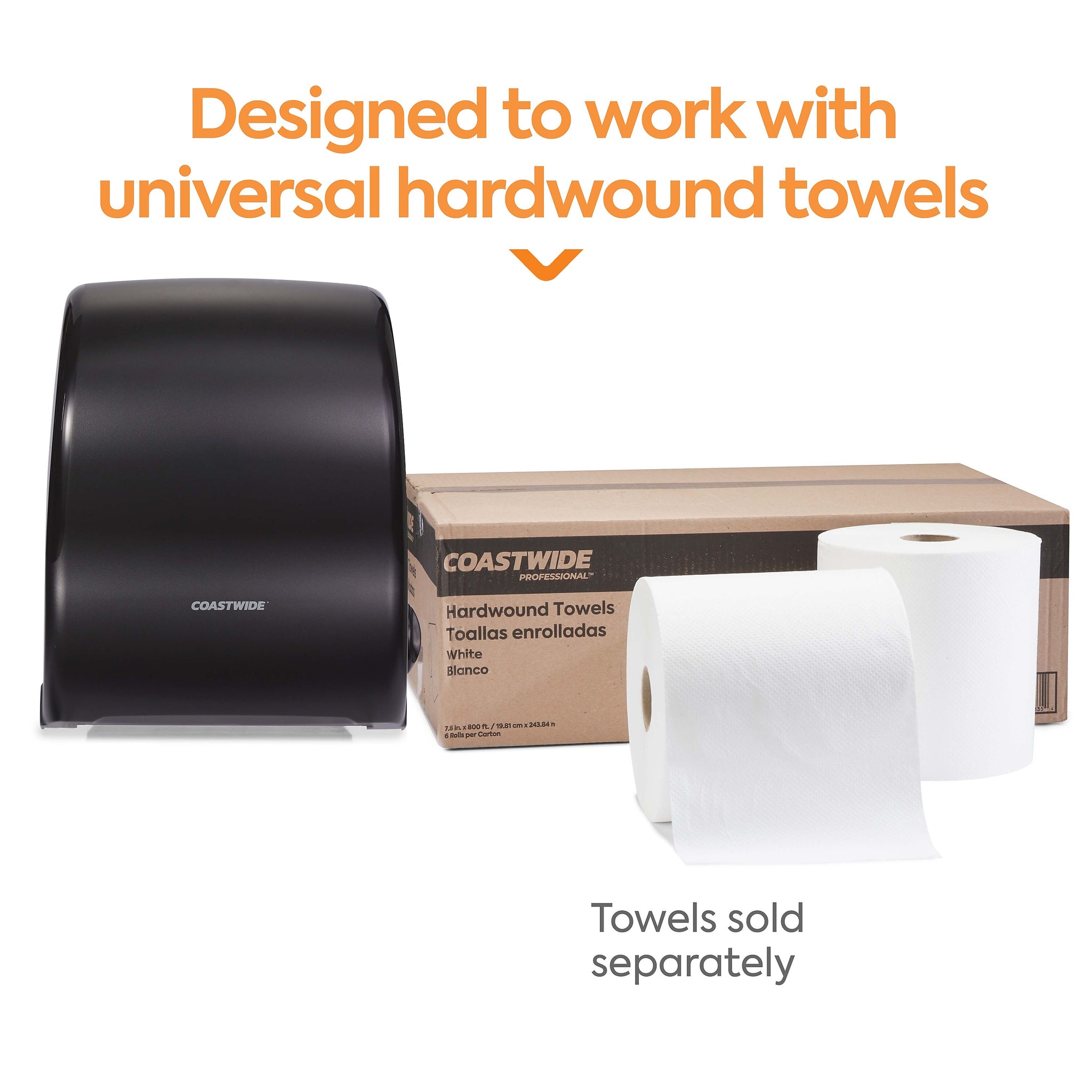 Coastwide Professional™ Manual Auto-Cut Hardwound Paper Towel Dispenser, Black