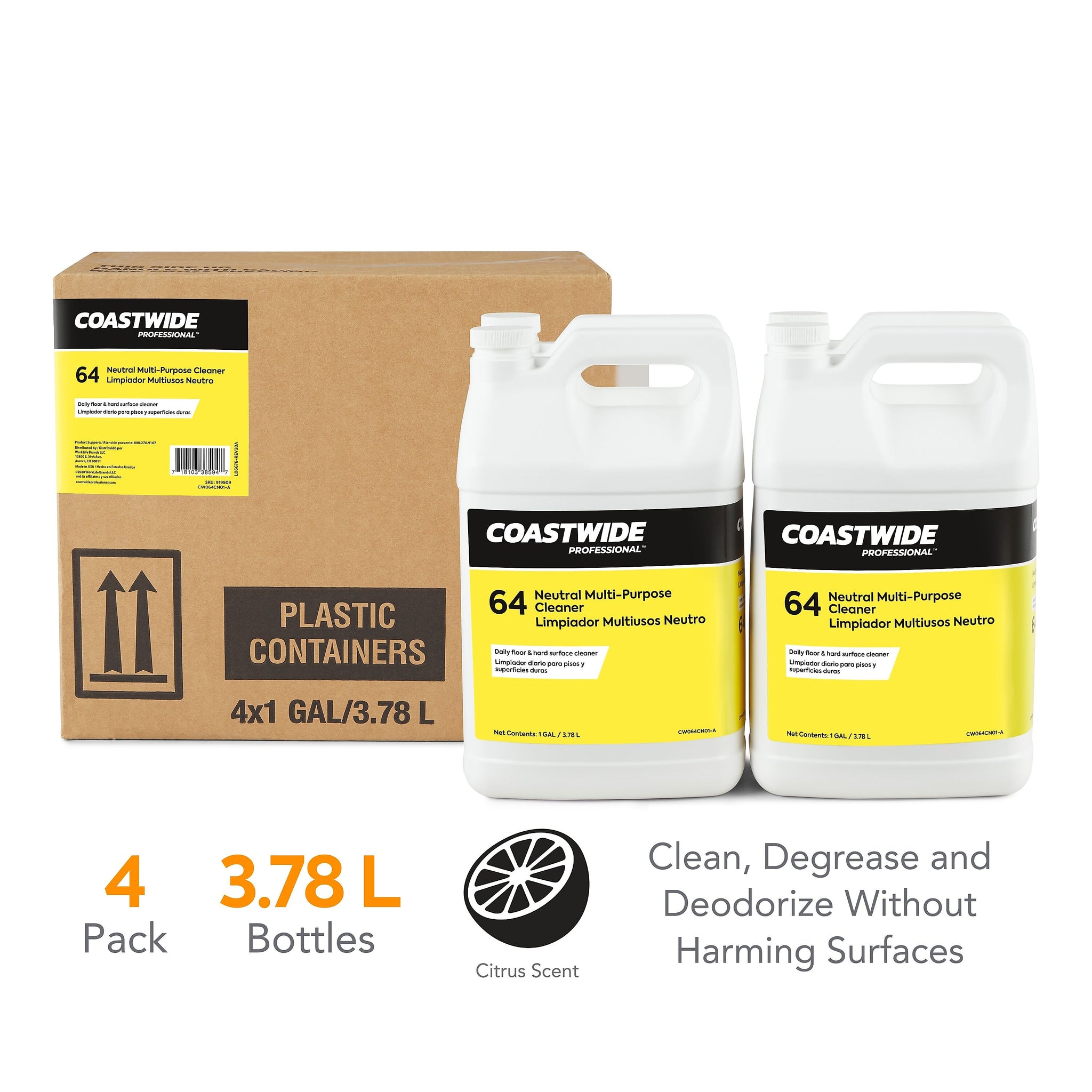 Coastwide Professional Multi-Purpose Neutral Cleaner 64, 3.78L, 4/Carton