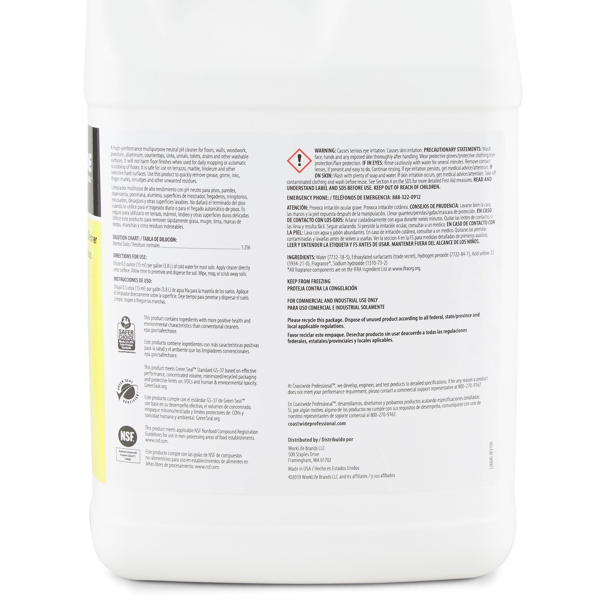 Coastwide Professional Multi-Purpose Neutral Cleaner 64, 3.78L, 4/Carton