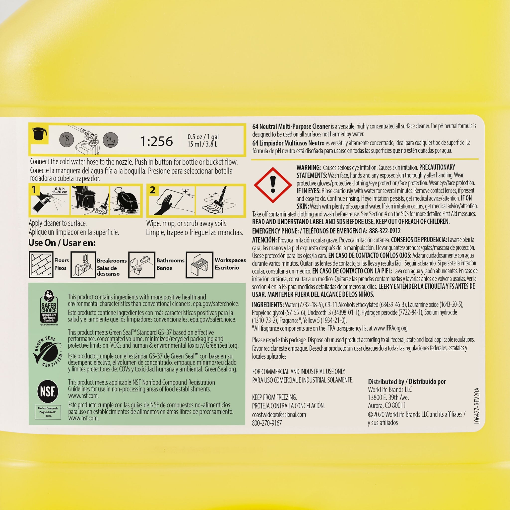 Coastwide Professional Multi-Purpose Neutral Cleaner 64 Concentrate for EasyConnect, 3L, 2/Carton