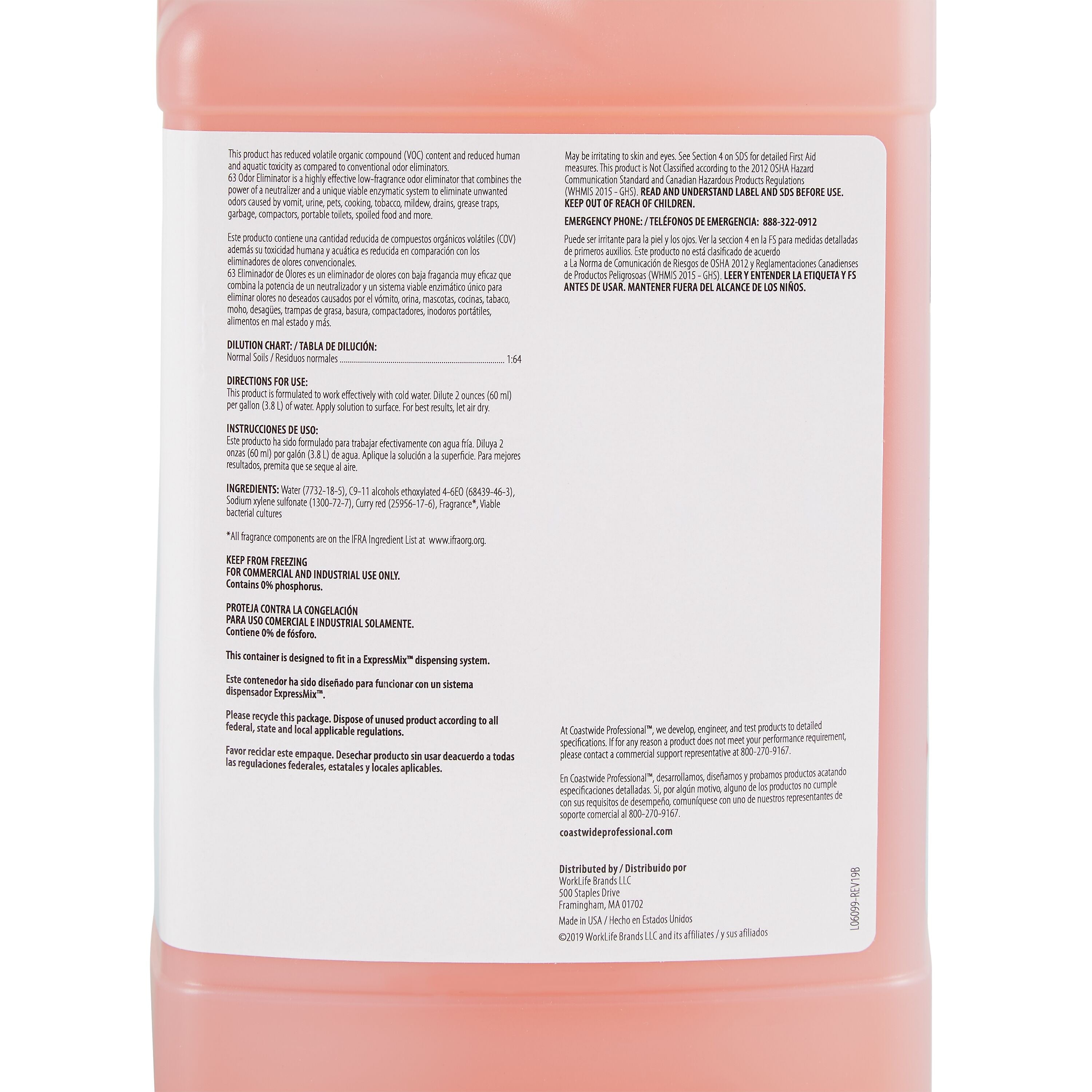 Coastwide Professional Odor Eliminator 63 Concentrate for ExpressMix, 3.25L, 2/CT