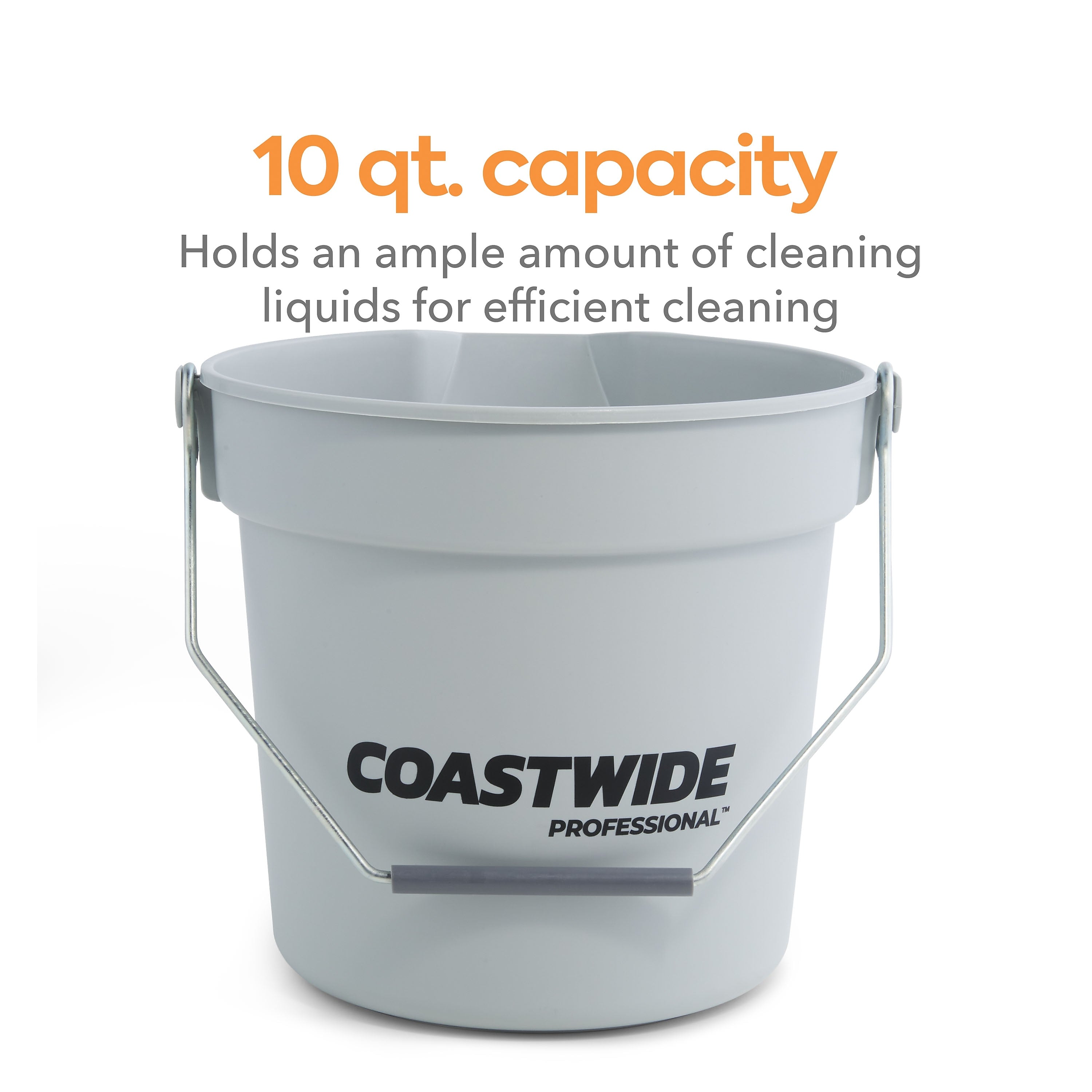 Coastwide Professional™ Plastic Bucket, 10 Quart, Gray