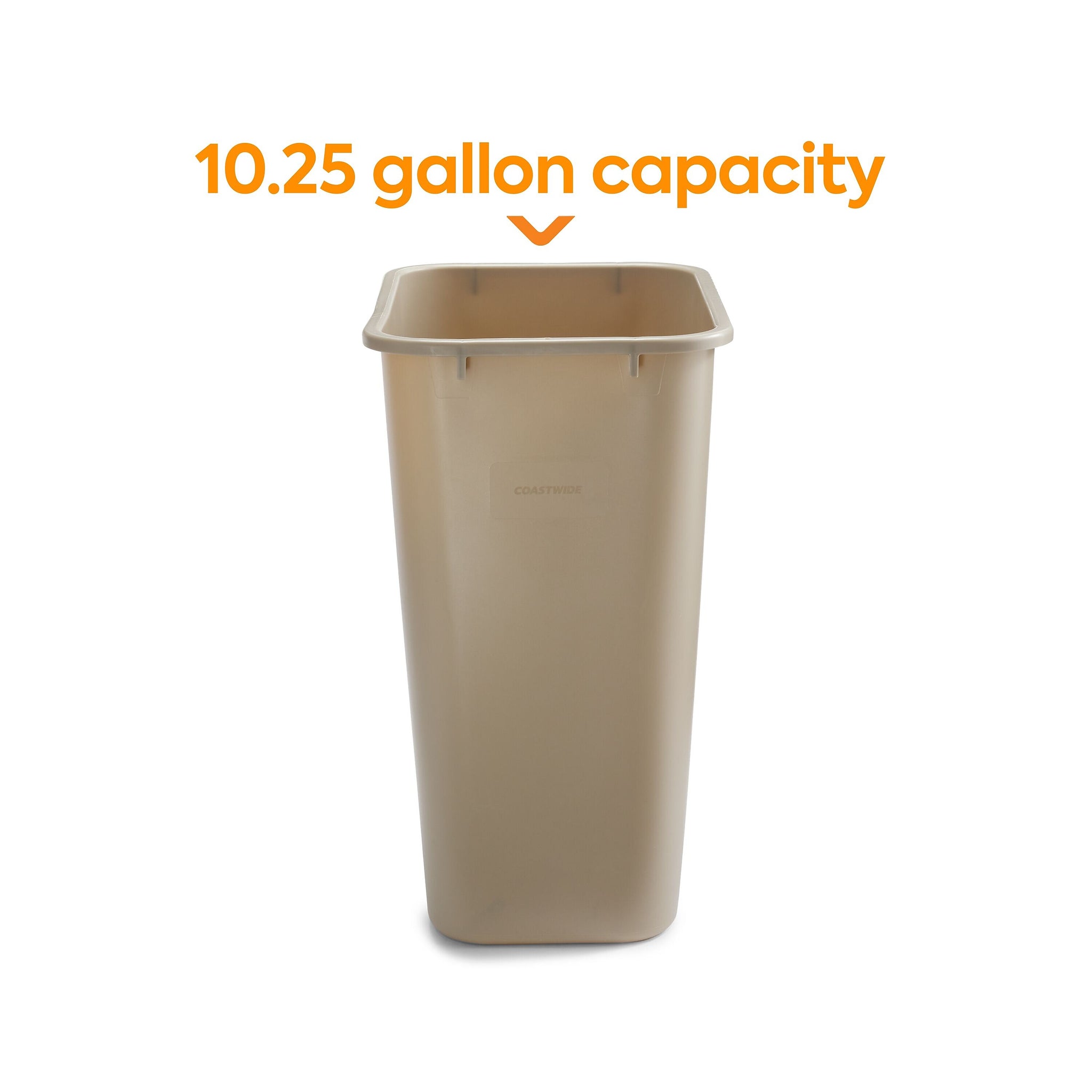 Coastwide Professional™ Plastic Trash Can, 10.25 Gallon, Beige