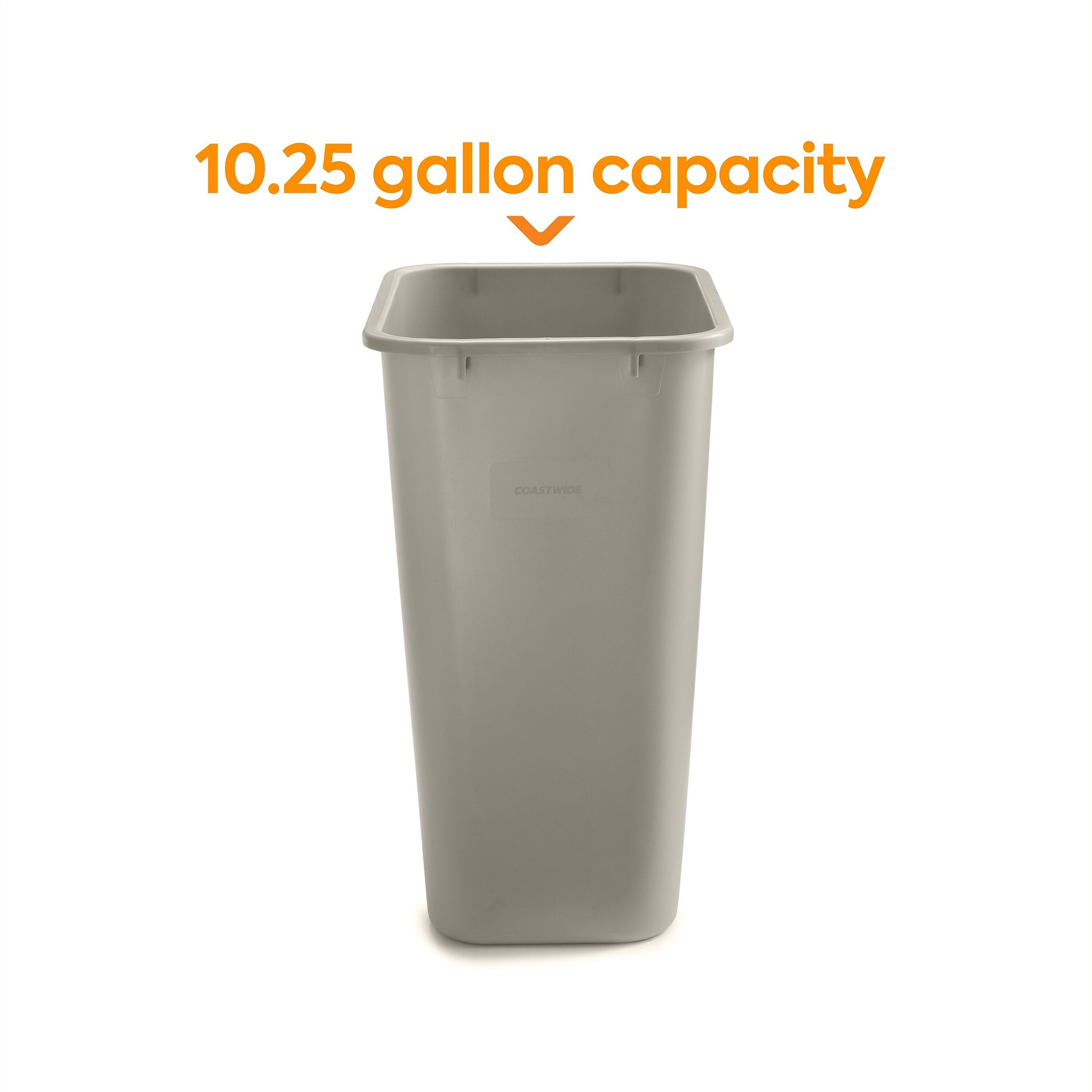 Coastwide Professional™ Plastic Trash Can, 10.25 Gallon, Beige