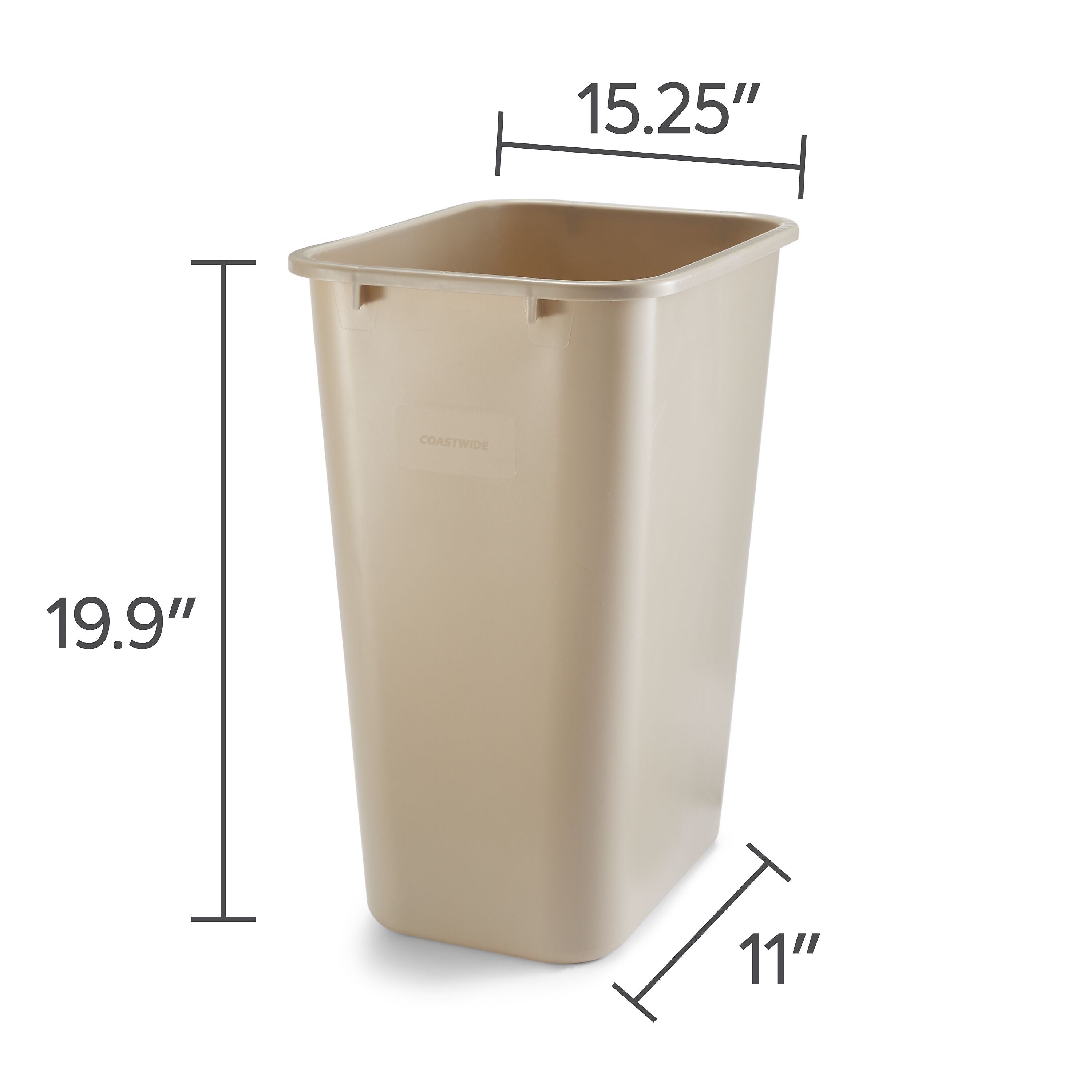 Coastwide Professional™ Plastic Trash Can, 10.25 Gallon, Beige