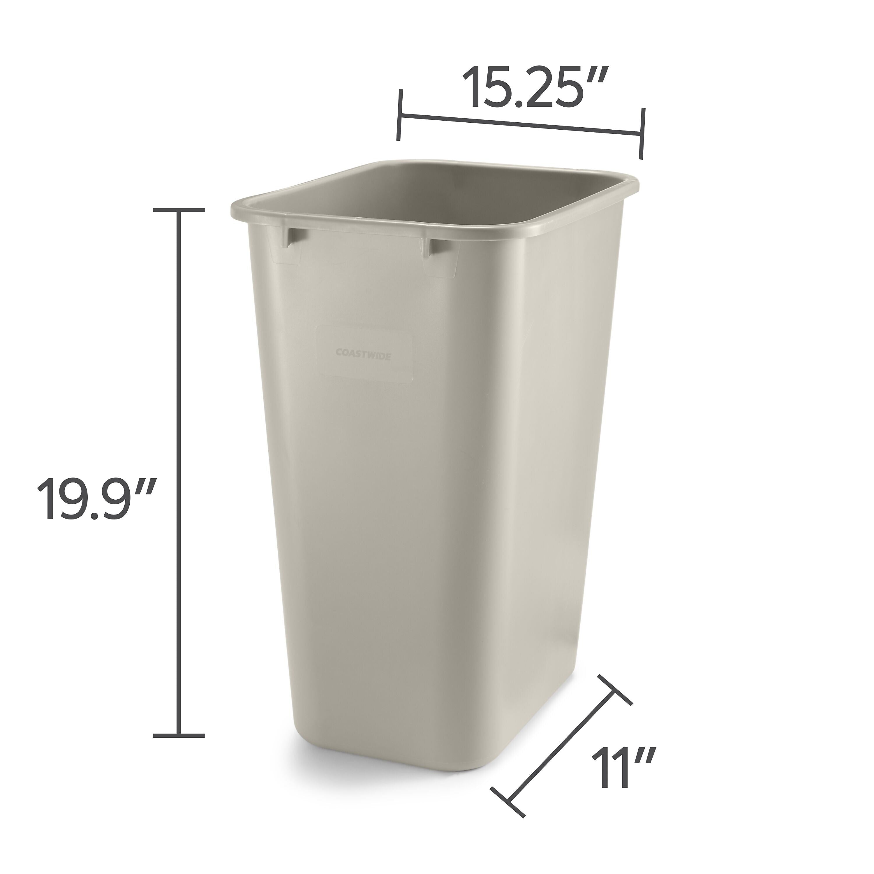 Coastwide Professional™ Plastic Trash Can, 10.25 Gallon, Beige