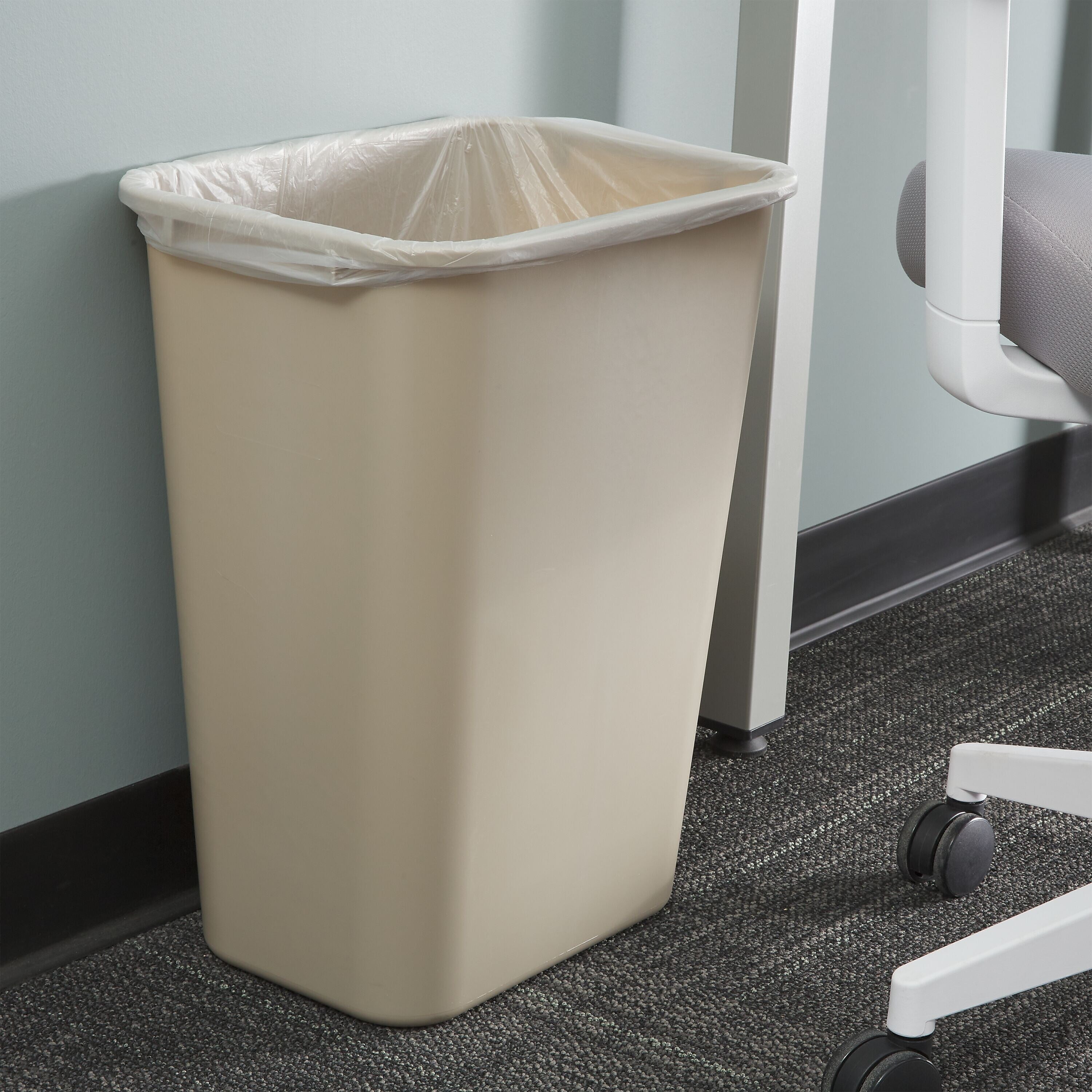 Coastwide Professional™ Plastic Trash Can, 10.25 Gallon, Beige