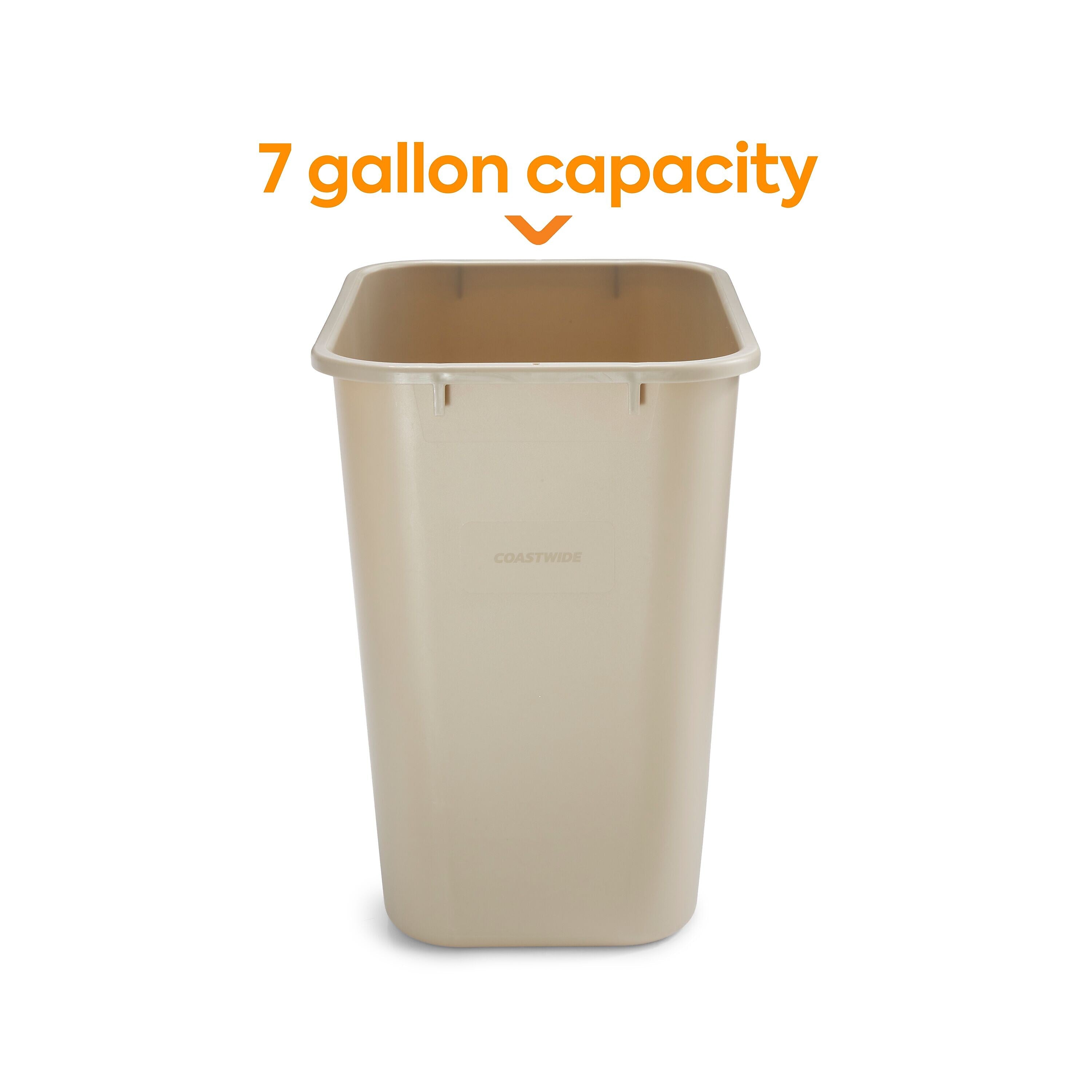 Coastwide Professional™ Plastic Trash Can, 7 Gallon, Beige